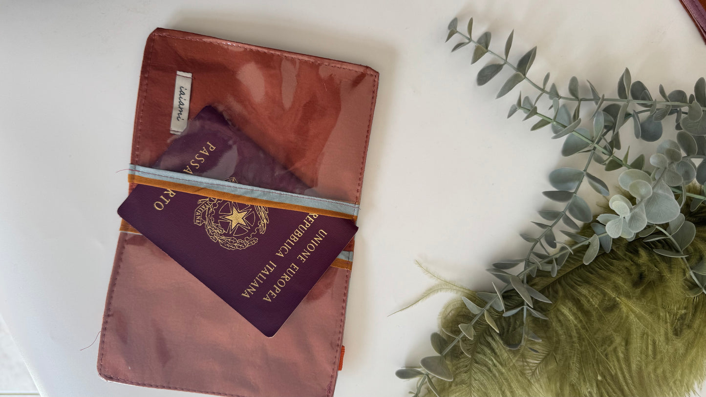 Porta Passaporto - Cammello & Grigio (Stripes)