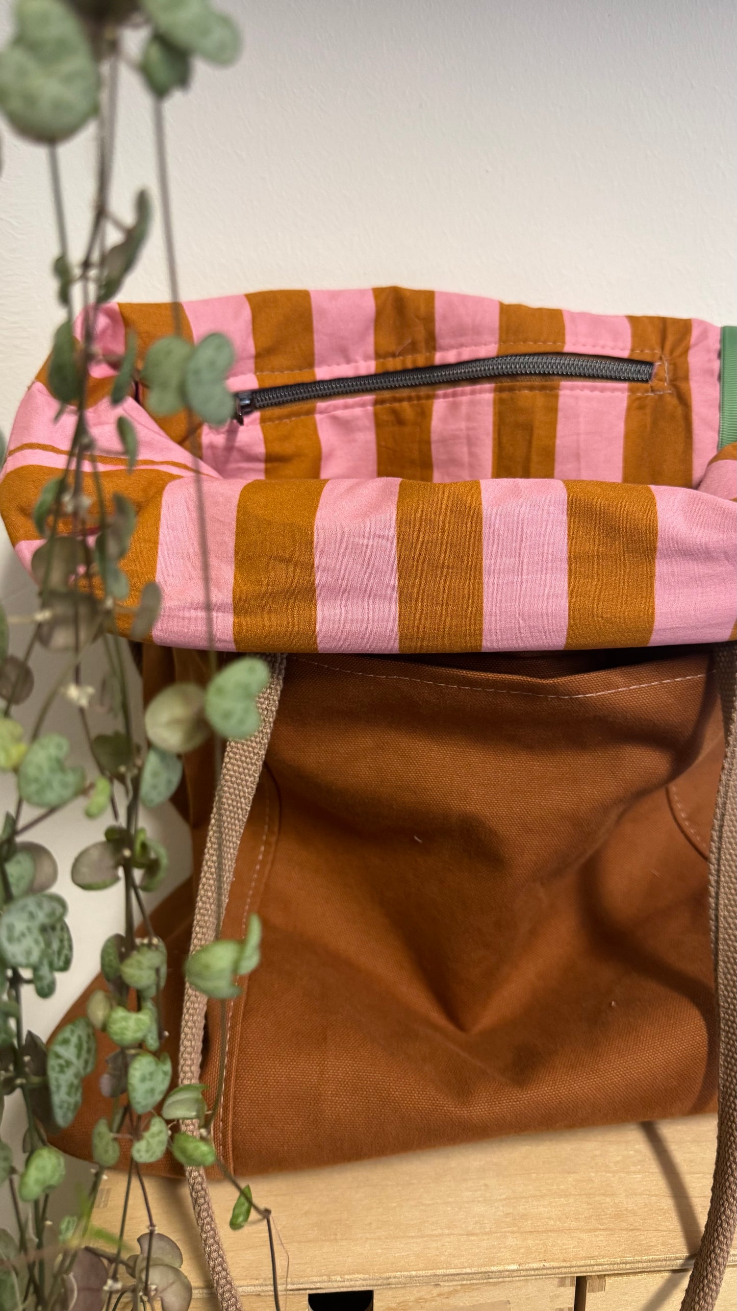 Tote Bag Tamalito - Terracotta /Cammello & rosa (Stripes)