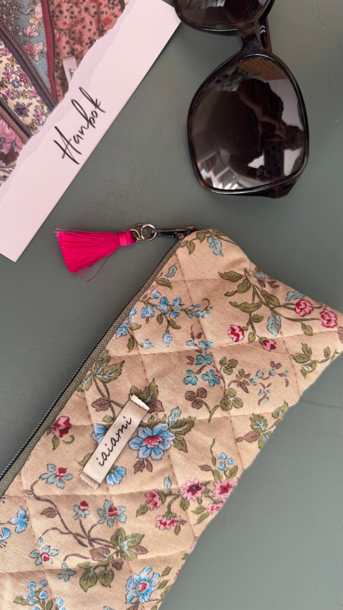 Astuccio trapuntato (Porta occhiali) - fiori Avana (Hanbok)