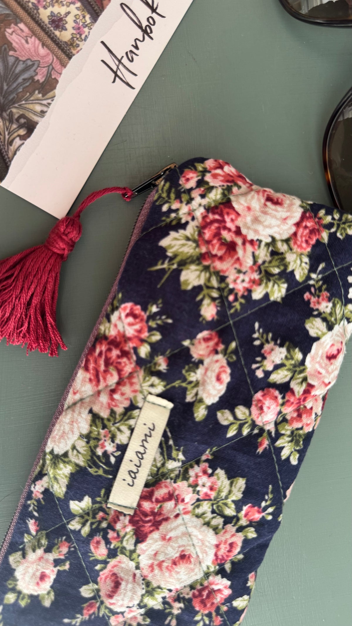 Astuccio trapuntato (Porta occhiali) - Rose Blue (Hanbok)