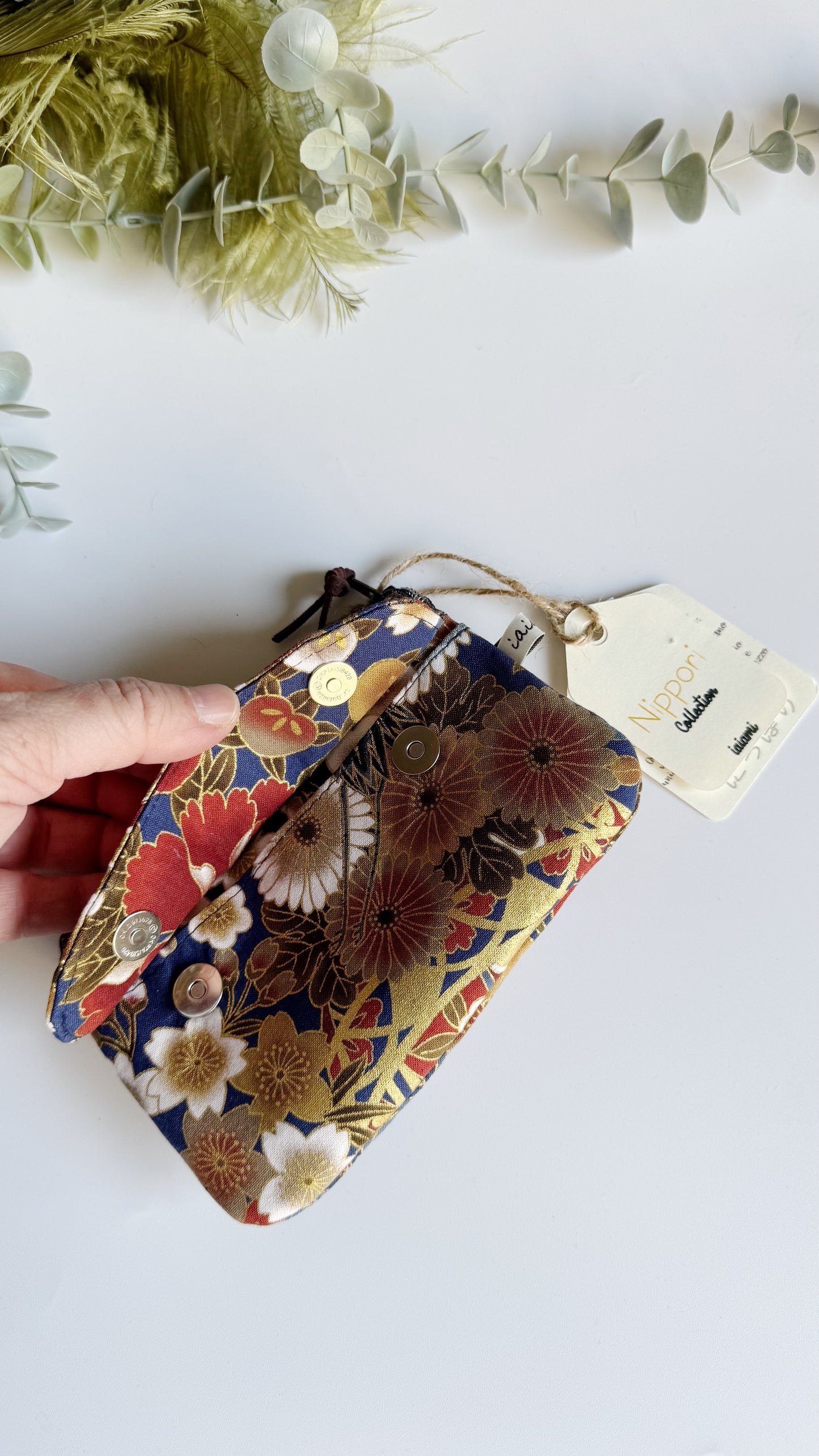 Pocket Pochette con tasca (Mini) - Airone Blue (Nippori)
