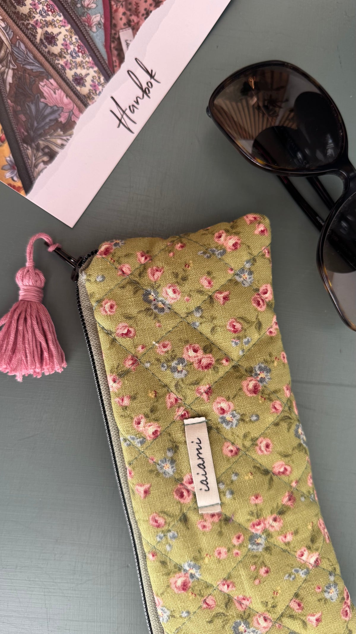Astuccio trapuntato (Porta occhiali) - Fiorellini Verde (Hanbok)