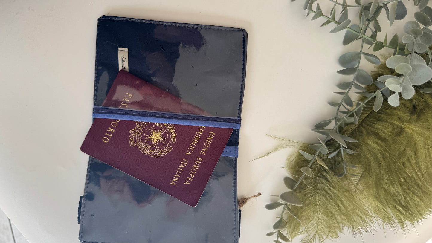 Porta Passaporto - Blue & Indaco (Stripes)