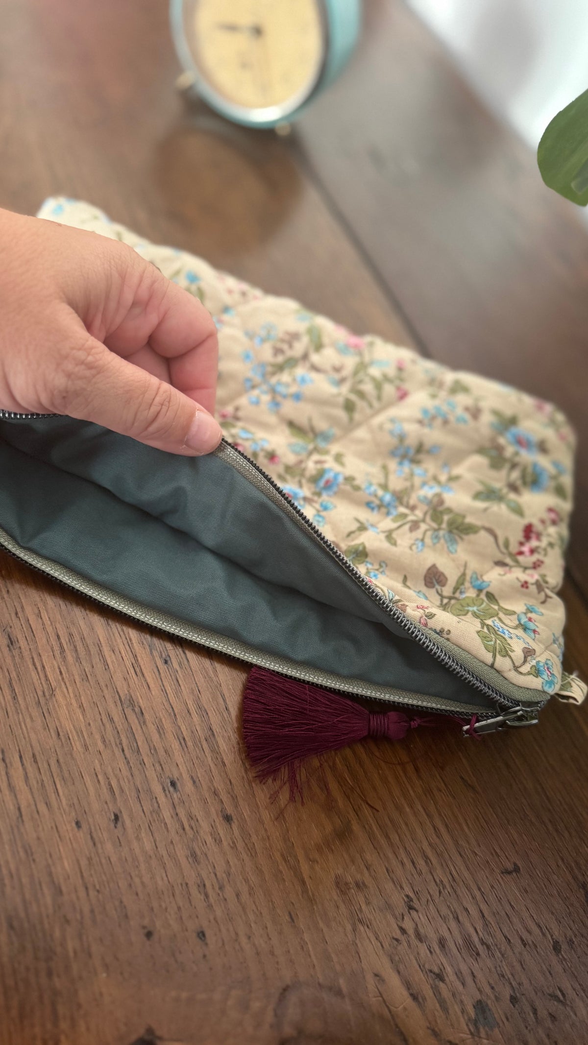 Pochette trapuntata Maxi - Fiori Avana (Hanbok)