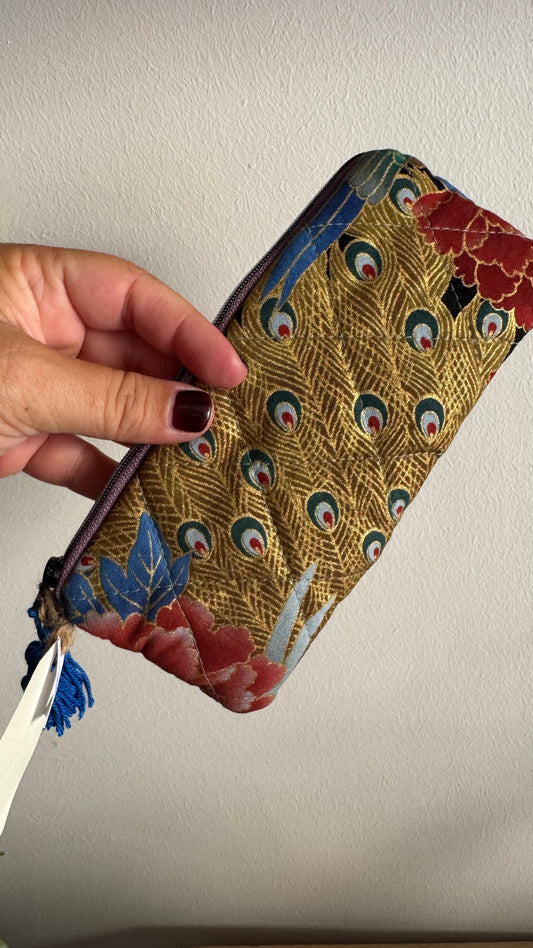 Astuccio trapuntato (Porta occhiali) - Pavone dorato (Nippori)
