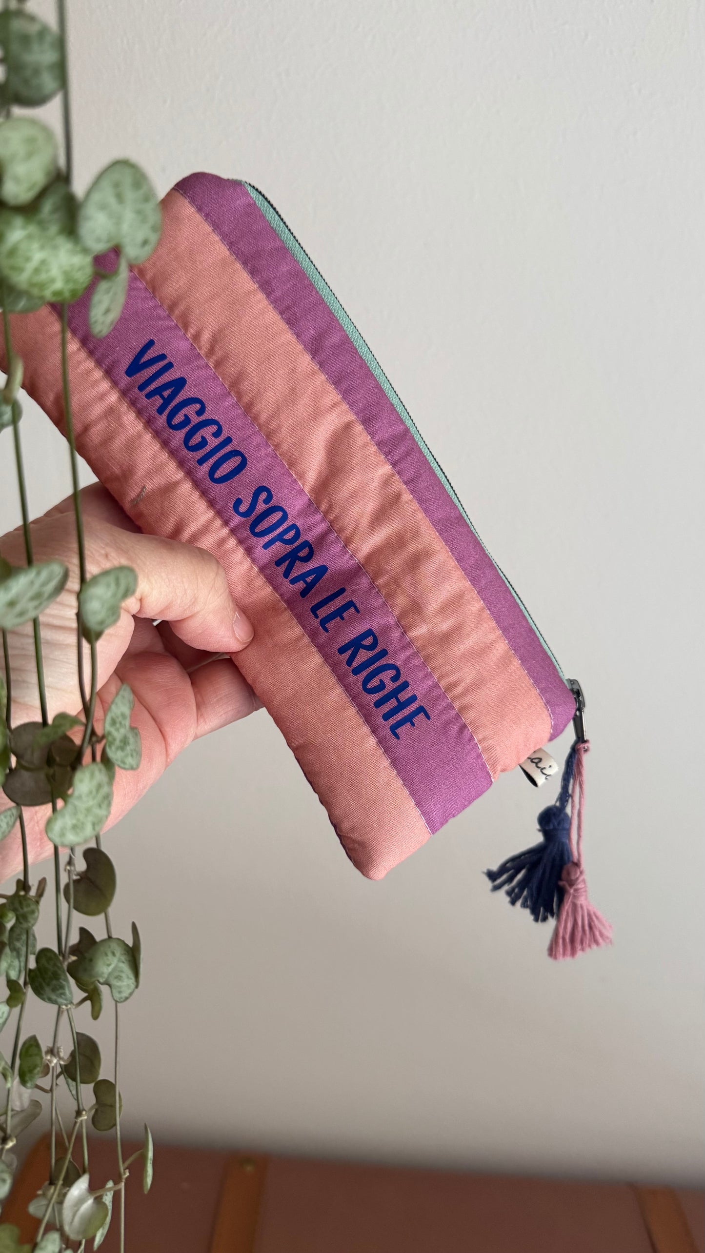 Astuccio trapuntato (Porta occhiali) - Rosa & Violetto (Stripes)