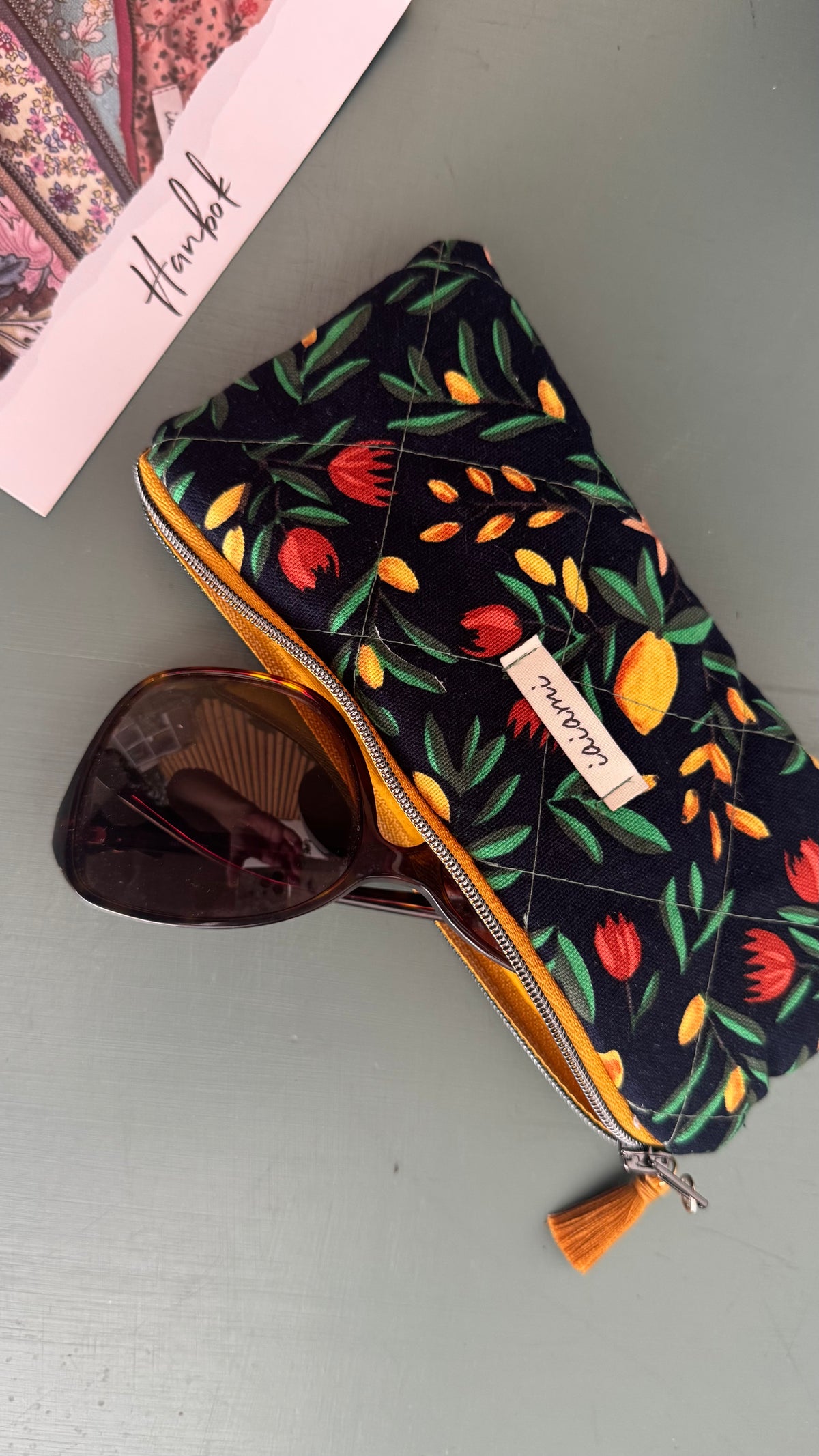 Astuccio trapuntato (Porta occhiali) - Fiori e Limoni  (Hanbok)