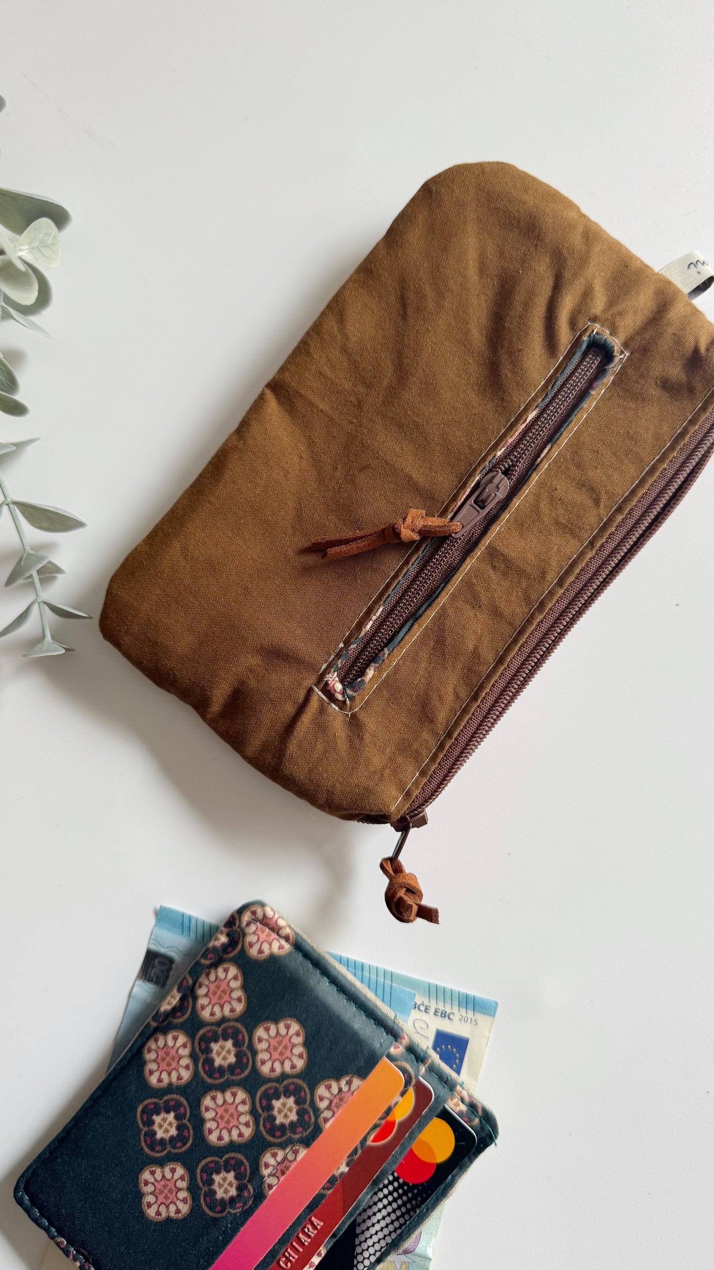 Pocket Pochette con tasca (Mini) - Camel/Mattonelle
