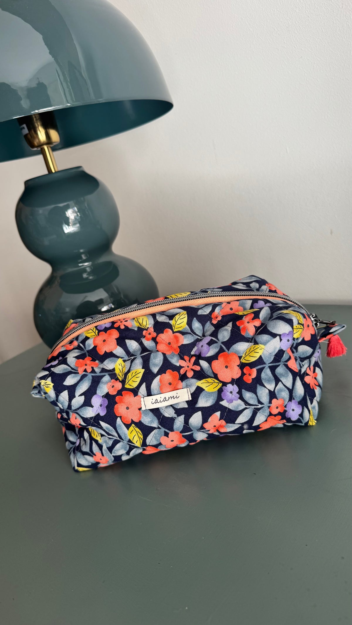 Cubotto trapuntato - Fiori Arancio Blue (Hanbok)
