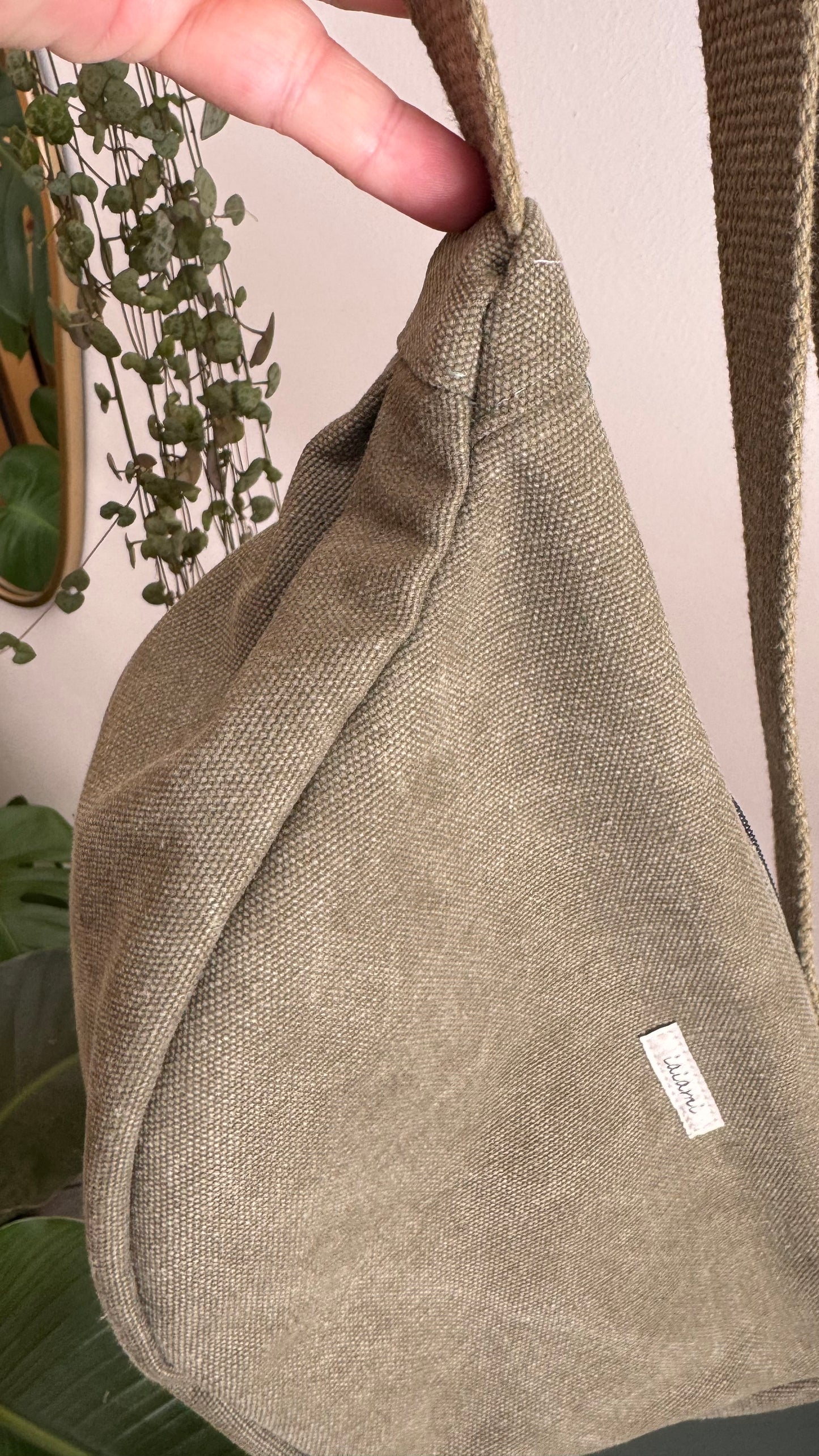 Moon Bag - verde militare/righe rosa e verdi (Stripes)