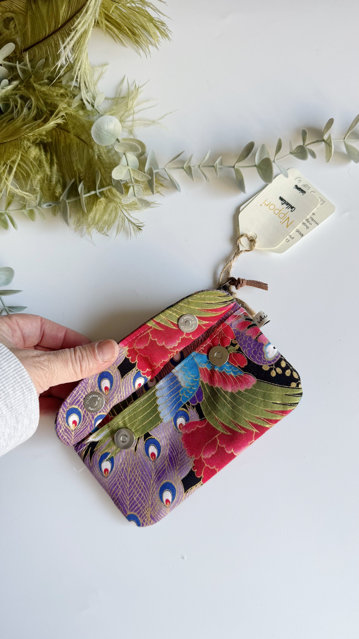 Pocket Pochette con tasca (Mini) - Pavone (Nippori)