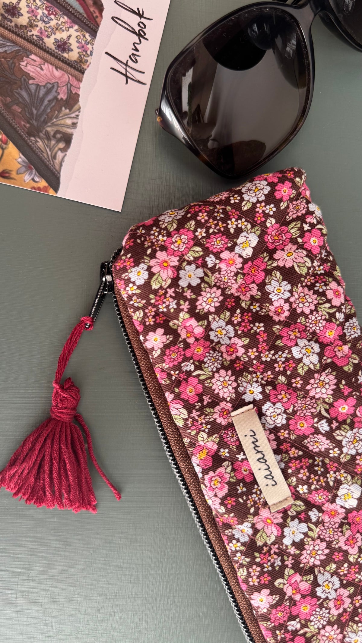 Astuccio trapuntato (Porta occhiali) - Fiori Rosa  (Hanbok)