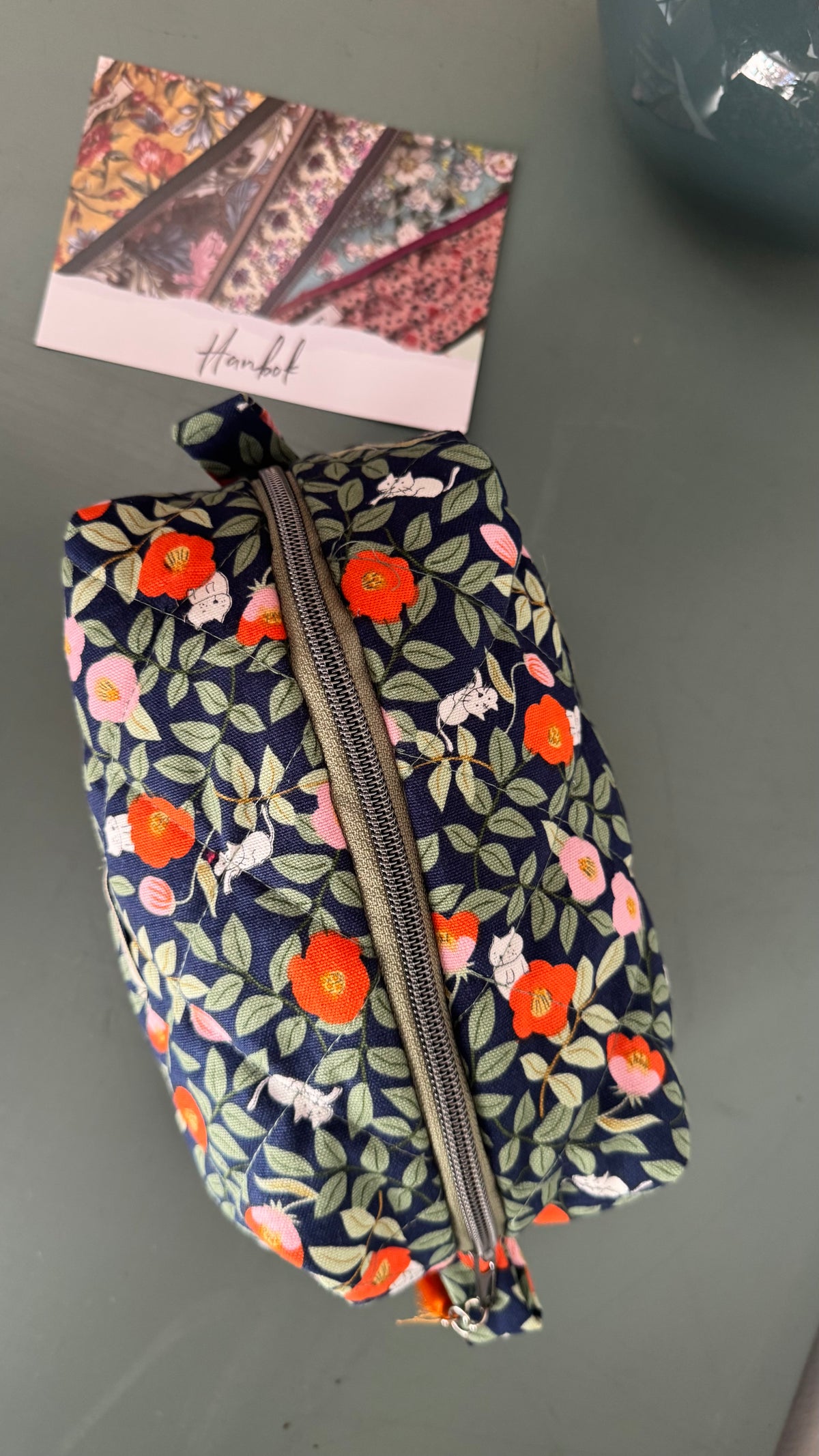 Cubotto trapuntato - Fiori Arancio Verde (Hanbok)