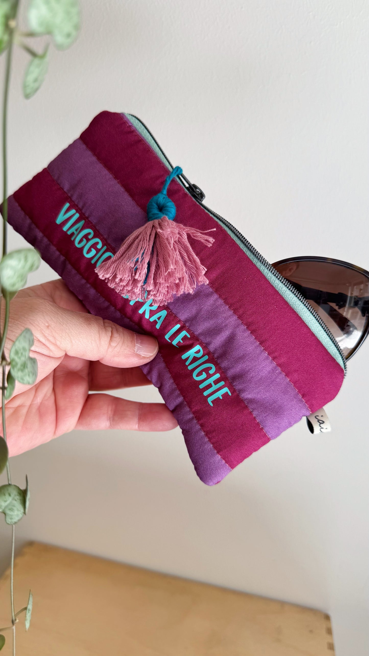 Astuccio trapuntato (Porta occhiali) - Fucsia & Violetto (Stripes)