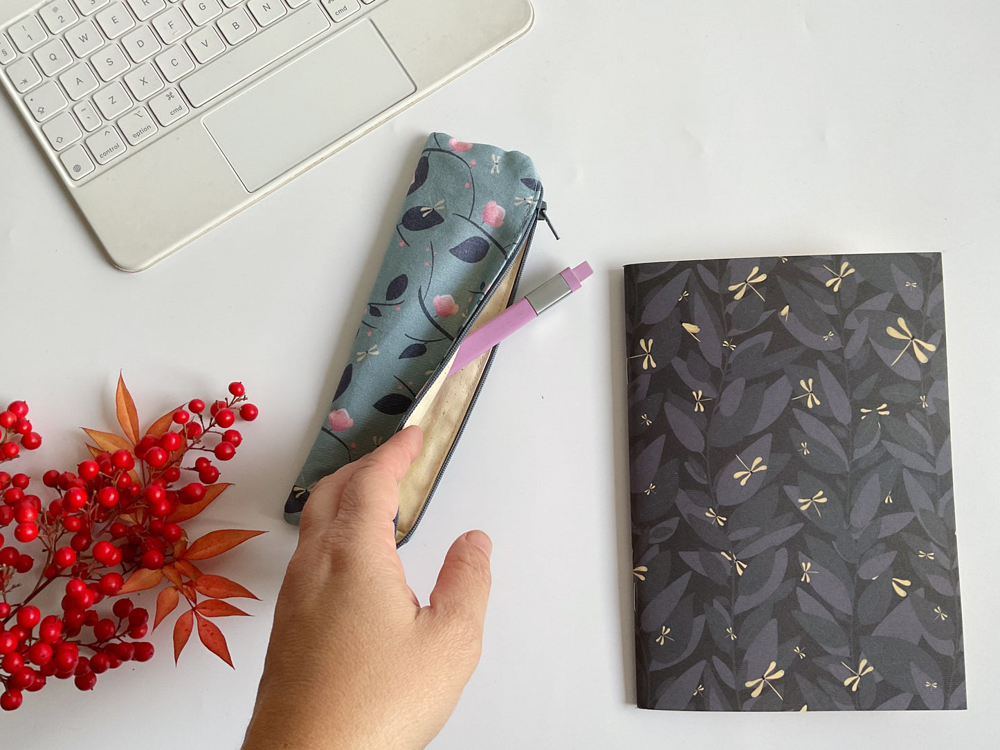 Astuccio mini- Magnolie e Libellule