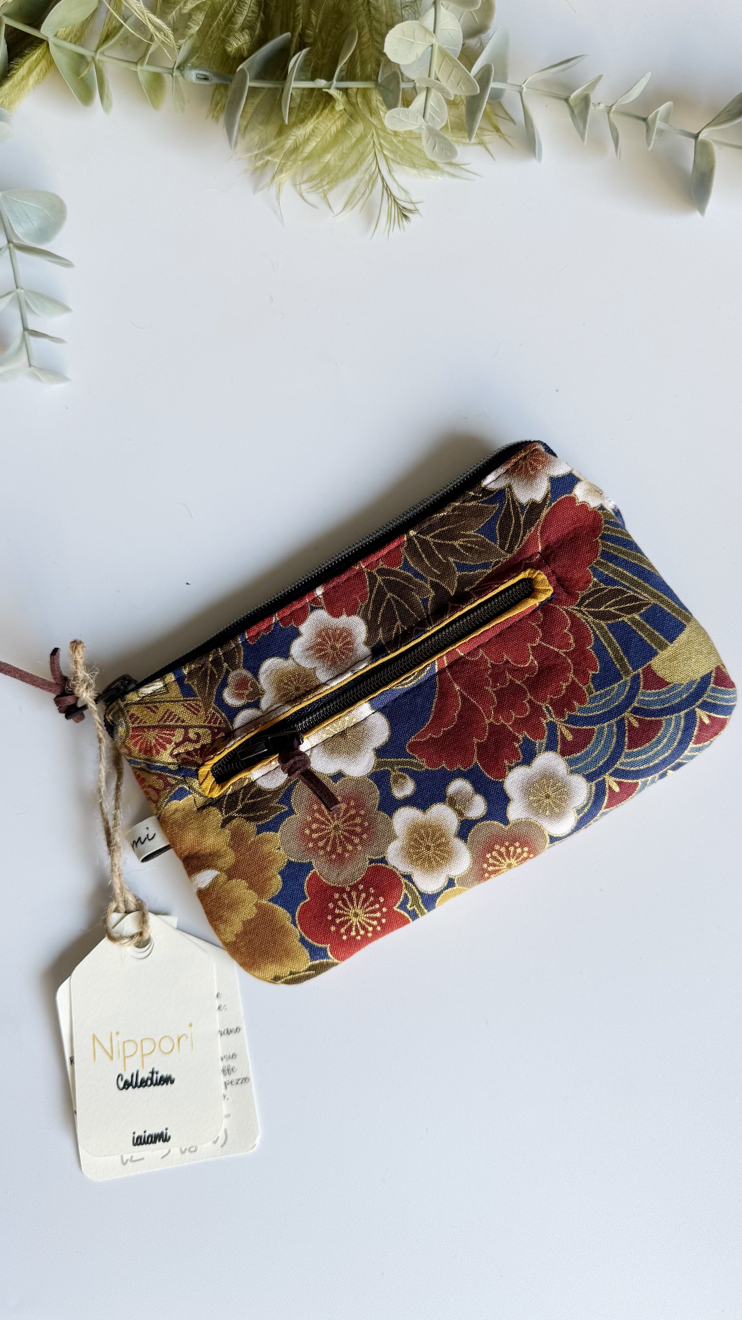 Pocket Pochette con tasca (Mini) - Airone Blue (Nippori)
