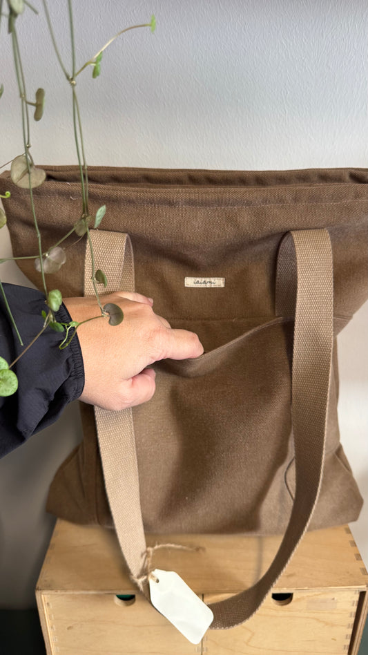 Tote Bag Tamalito - Tortora /  Fiori Arancio Grey (Hanbok)