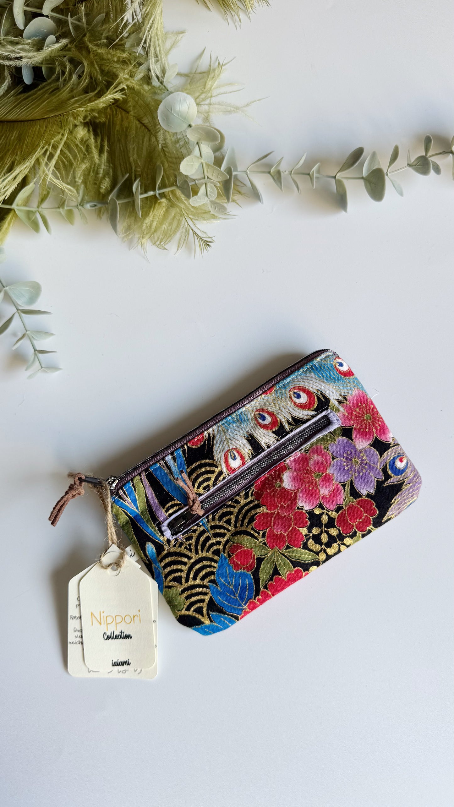 Pocket Pochette con tasca (Mini) - Pavone (Nippori)