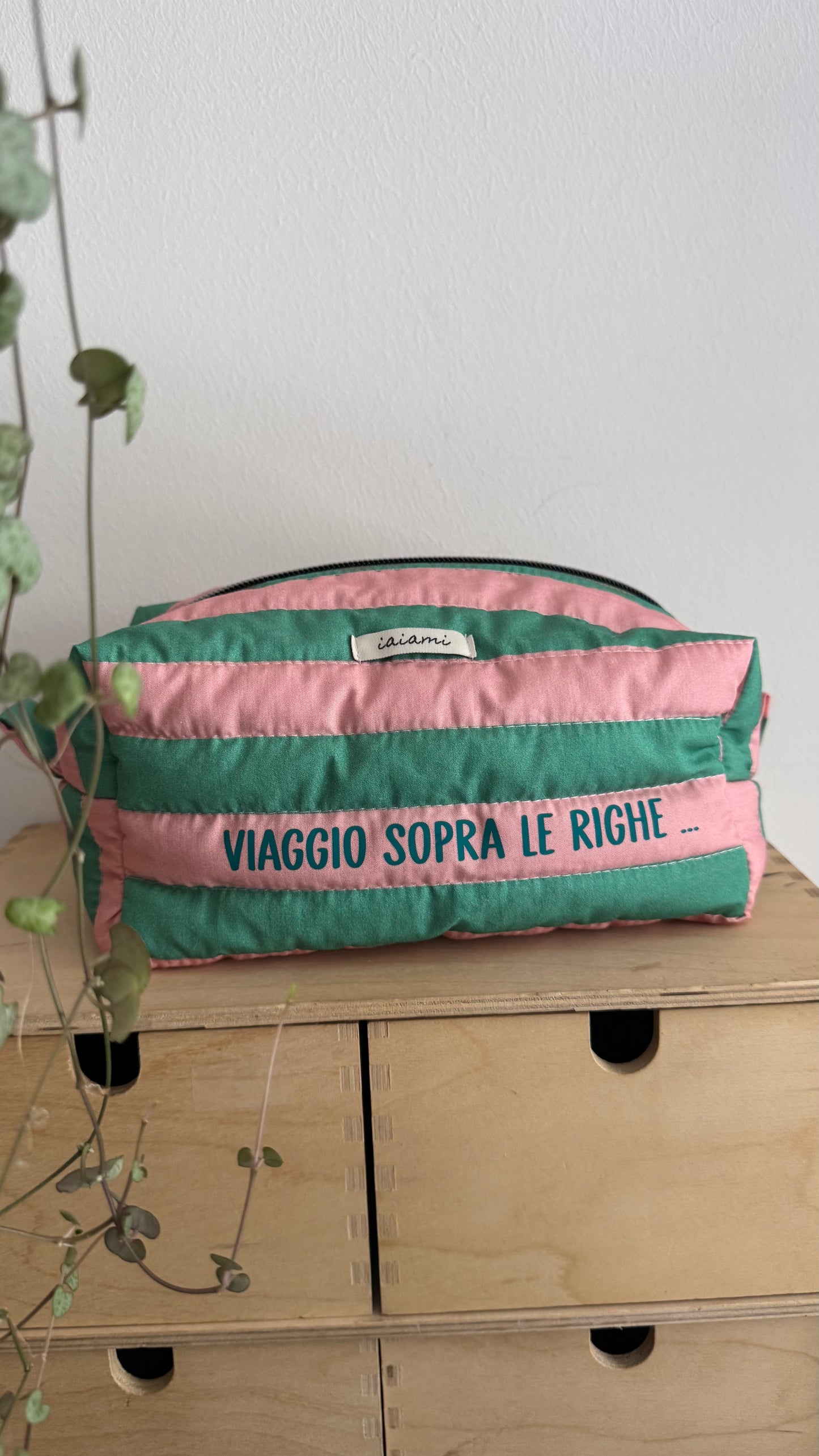 Cubotto trapuntato - Rosa & Verde (Stripes)