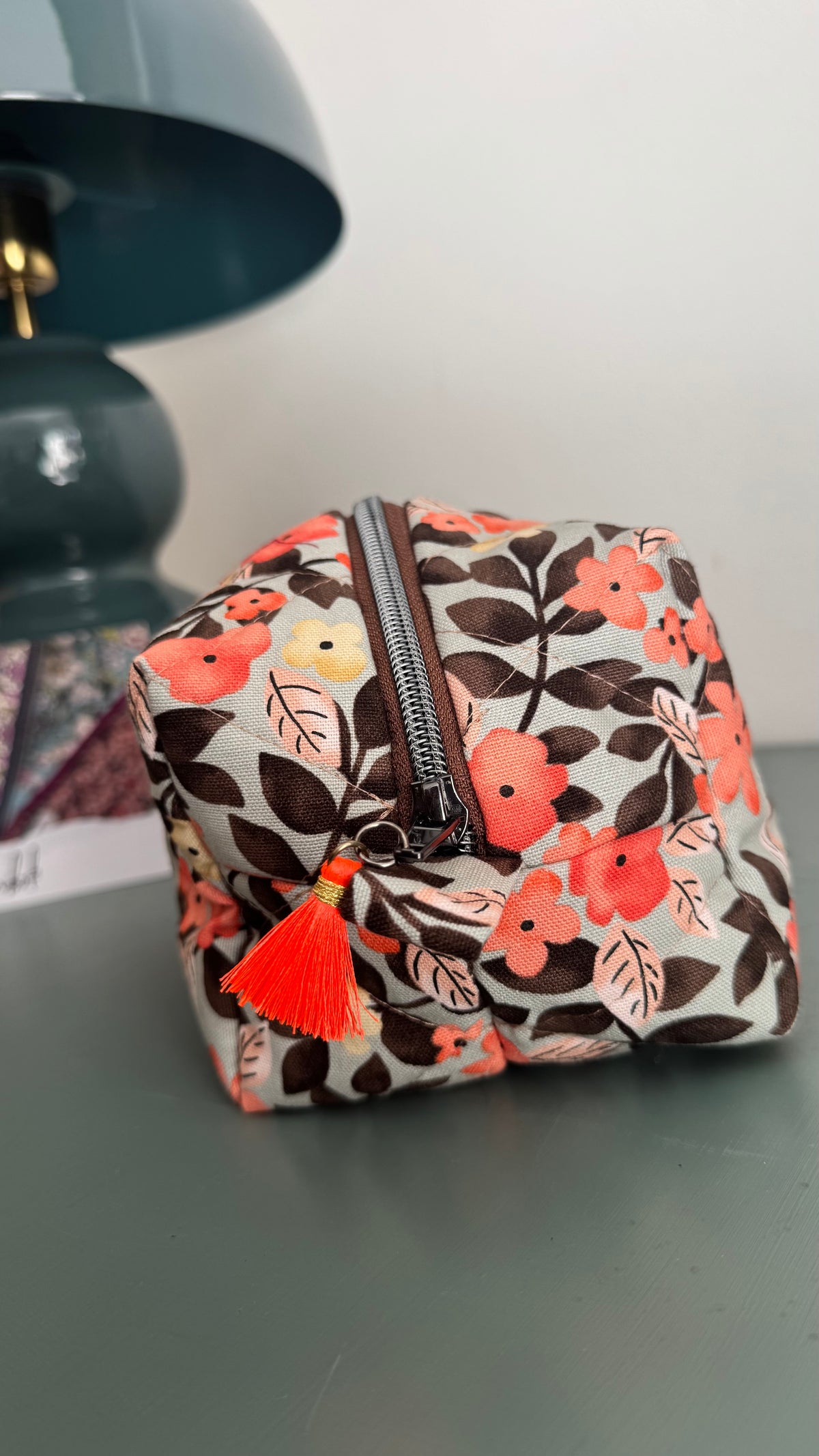 Cubotto trapuntato - Fiori Arancio Grey (Hanbok)