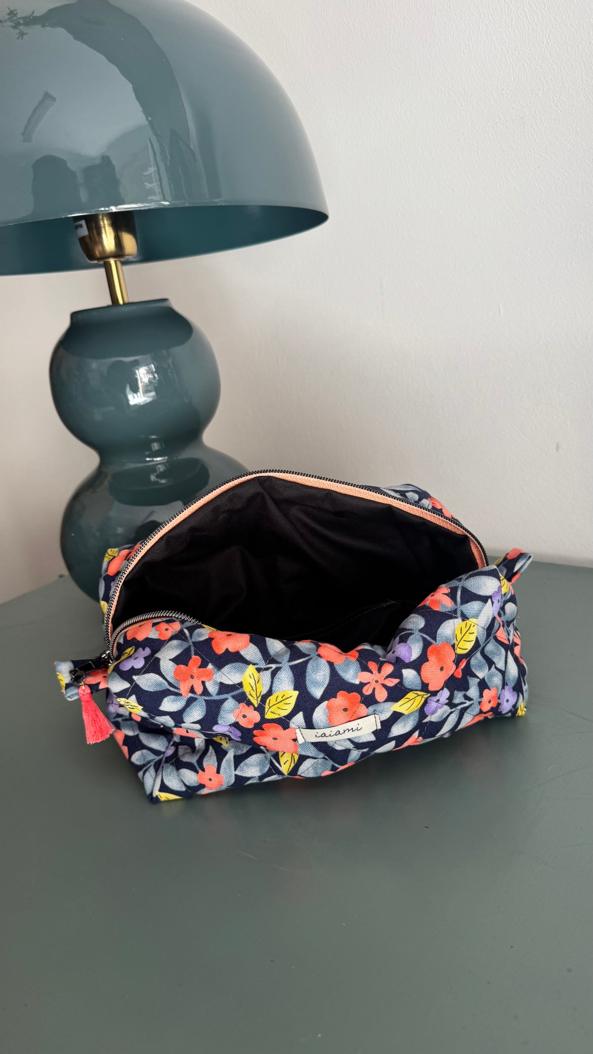 Cubotto trapuntato - Fiori Arancio Blue (Hanbok)