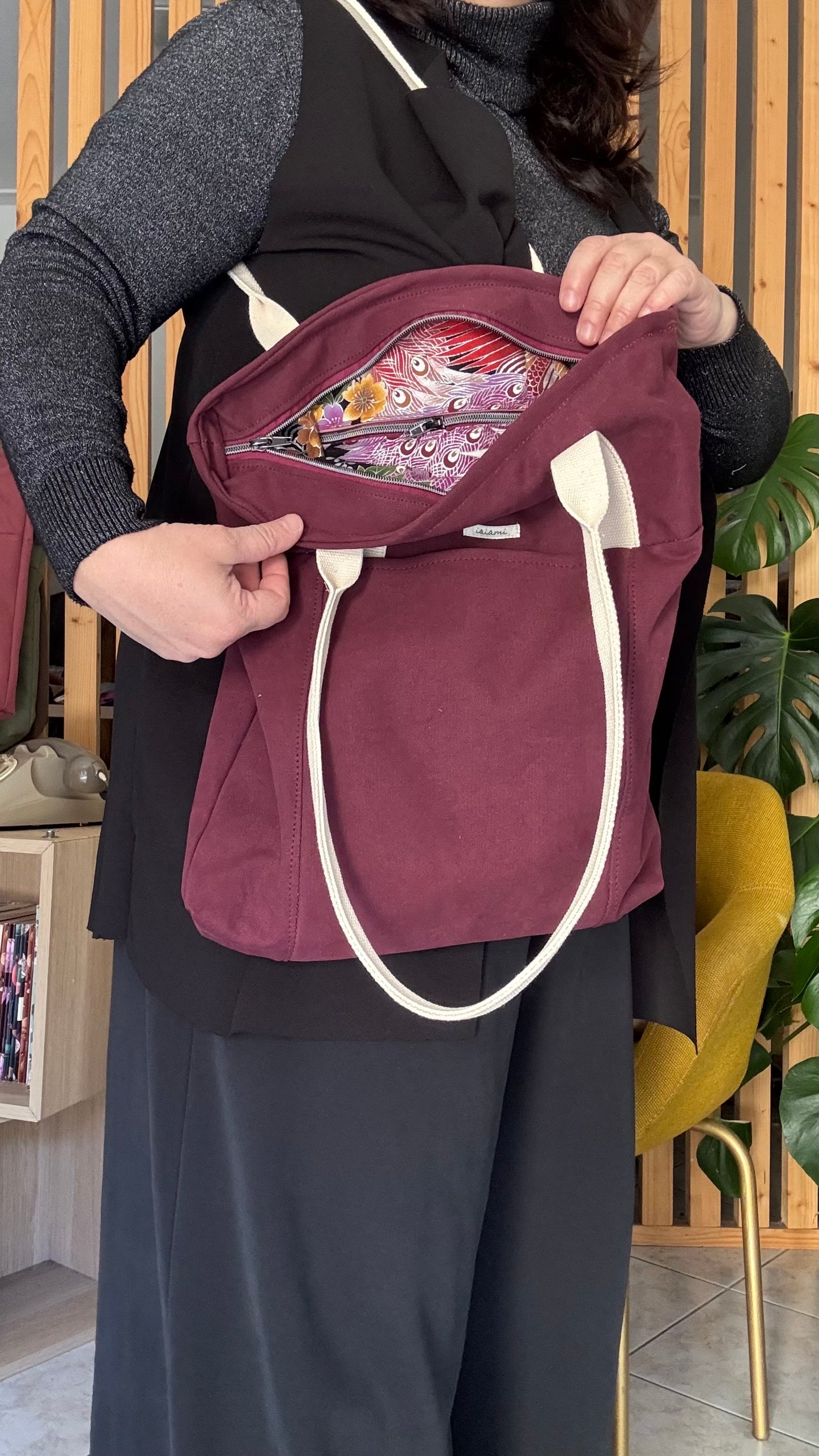 Tote Bag Tamalito - Bordeaux /  Pavone viola (Nippori)