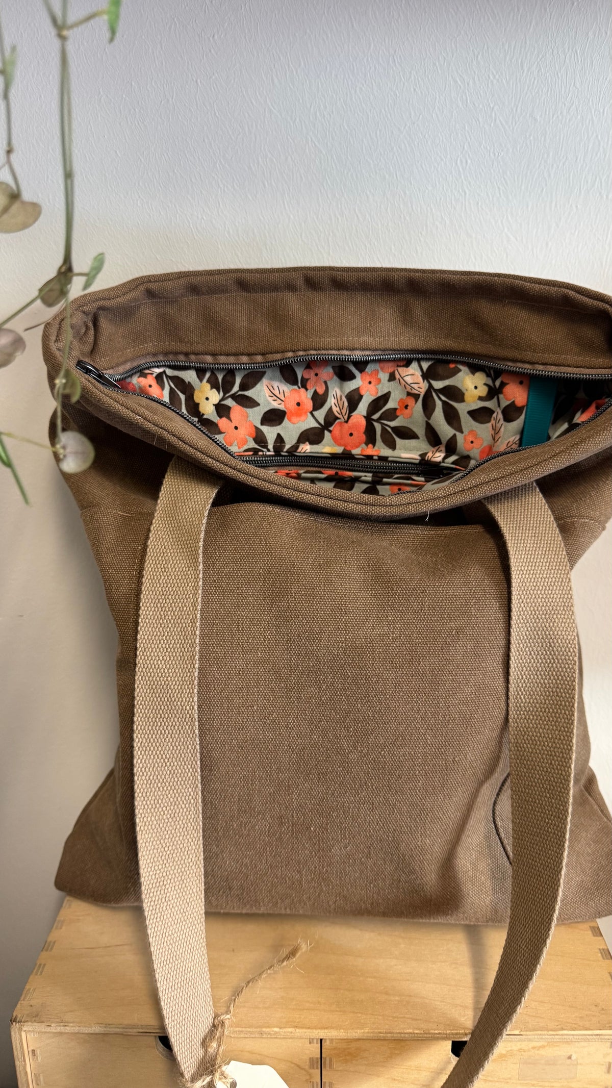 Tote Bag Tamalito - Tortora /  Fiori Arancio Grey (Hanbok)