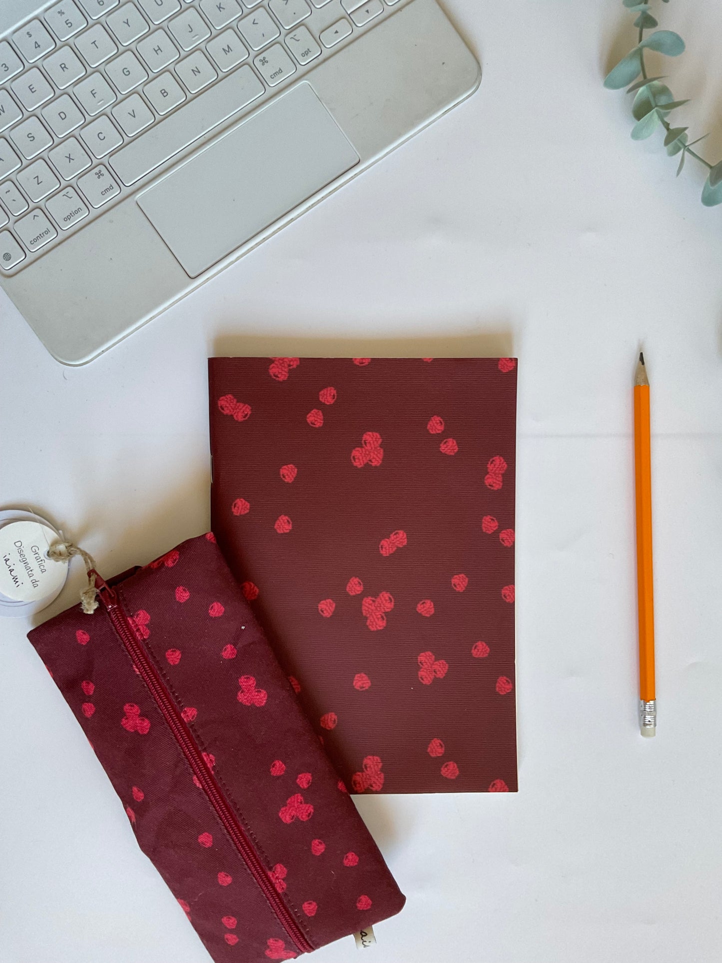 Quaderno A5 + Astuccio Standard con elastico (Lamponi)