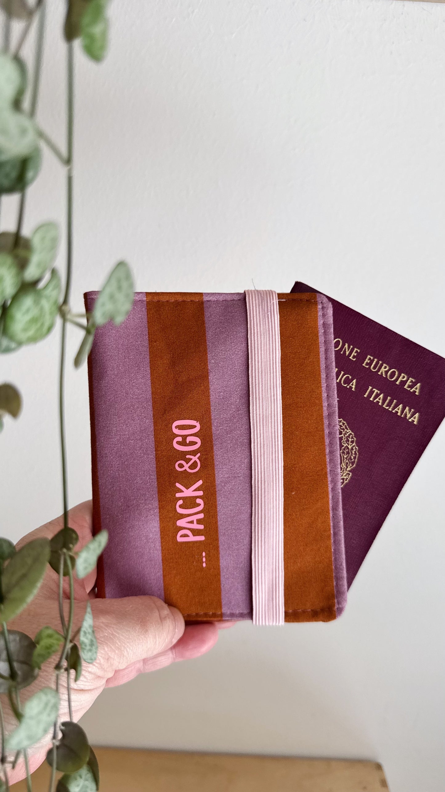 Porta Passaporto - Malva & Cammello (Stripes)