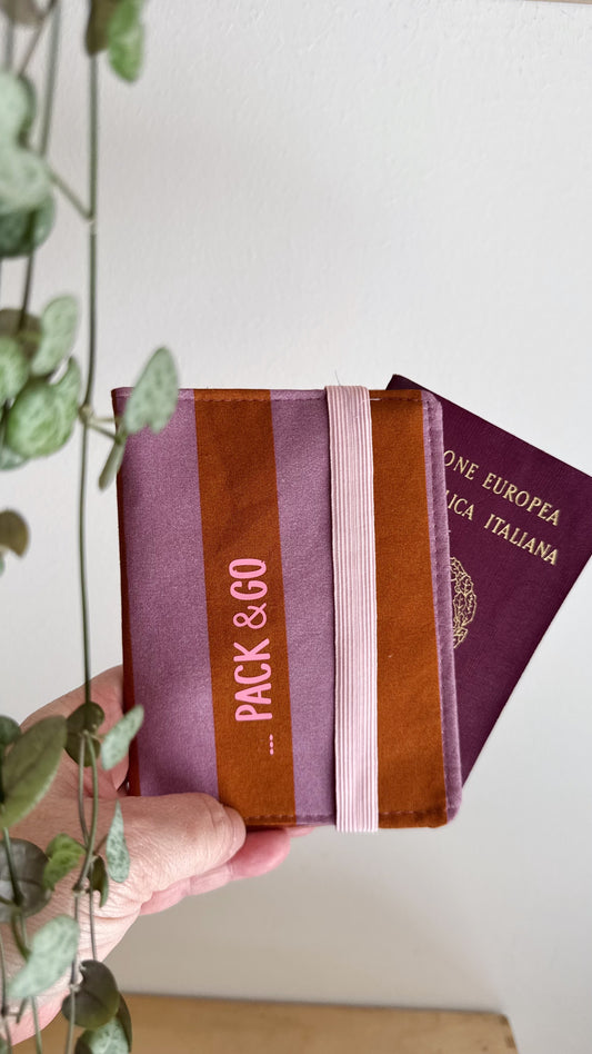 Porta Passaporto - Malva & Cammello (Stripes)