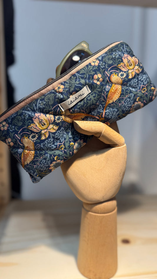 Astuccio trapuntato (Porta occhiali) - Foglie blue (Nippori)