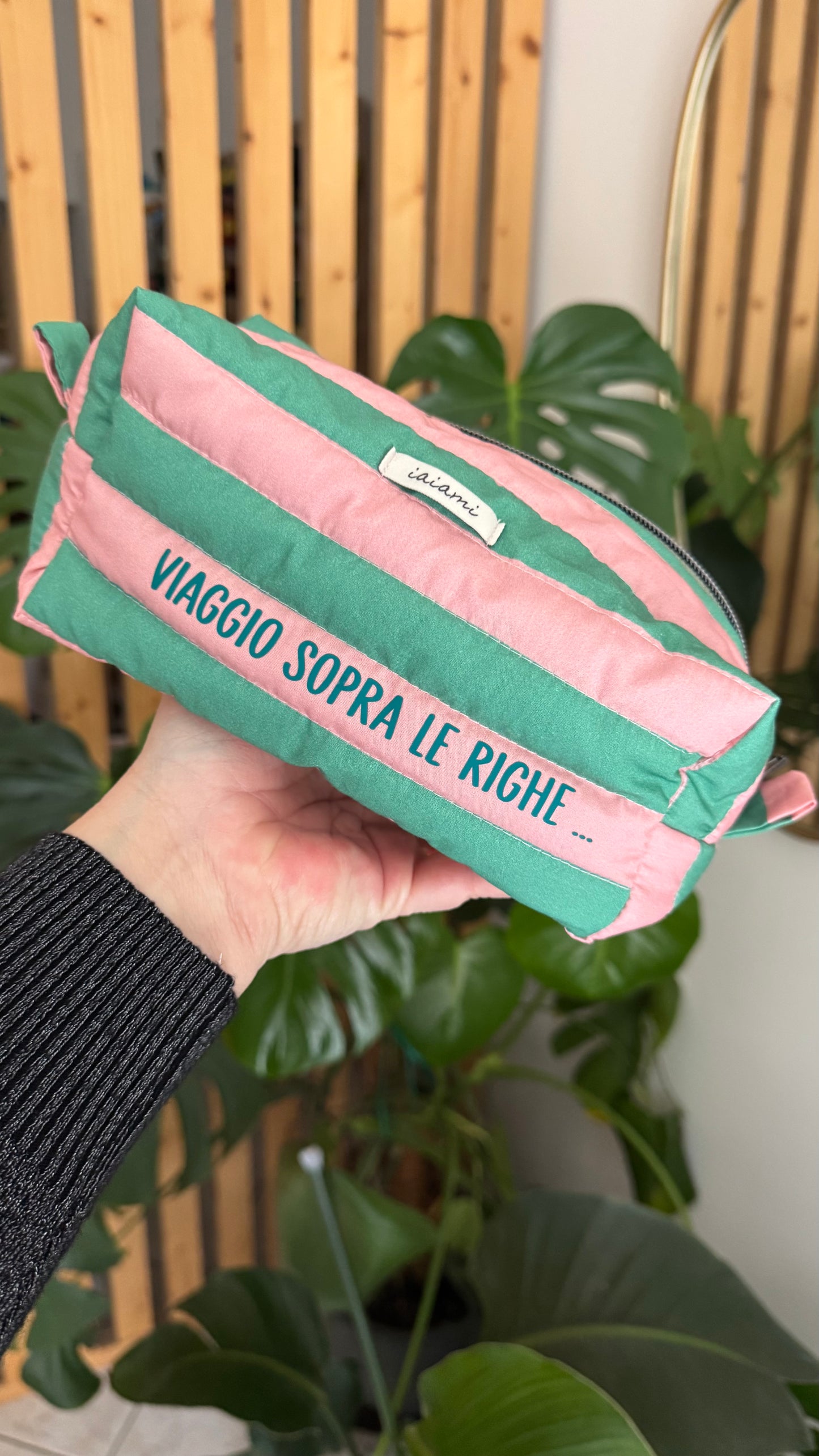 Cubotto trapuntato - Rosa & Verde (Stripes)