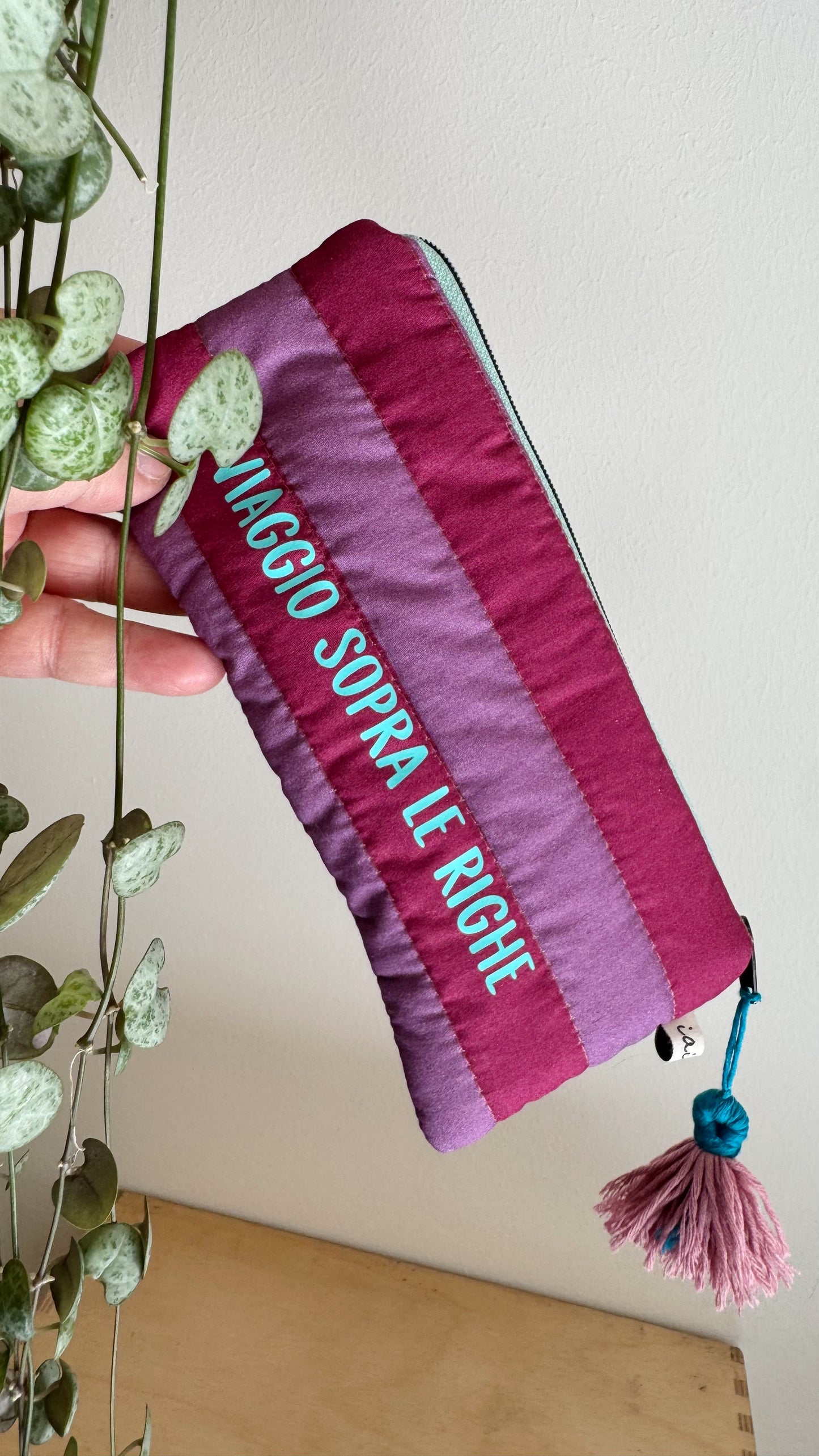 Astuccio trapuntato (Porta occhiali) - Fucsia & Violetto (Stripes)
