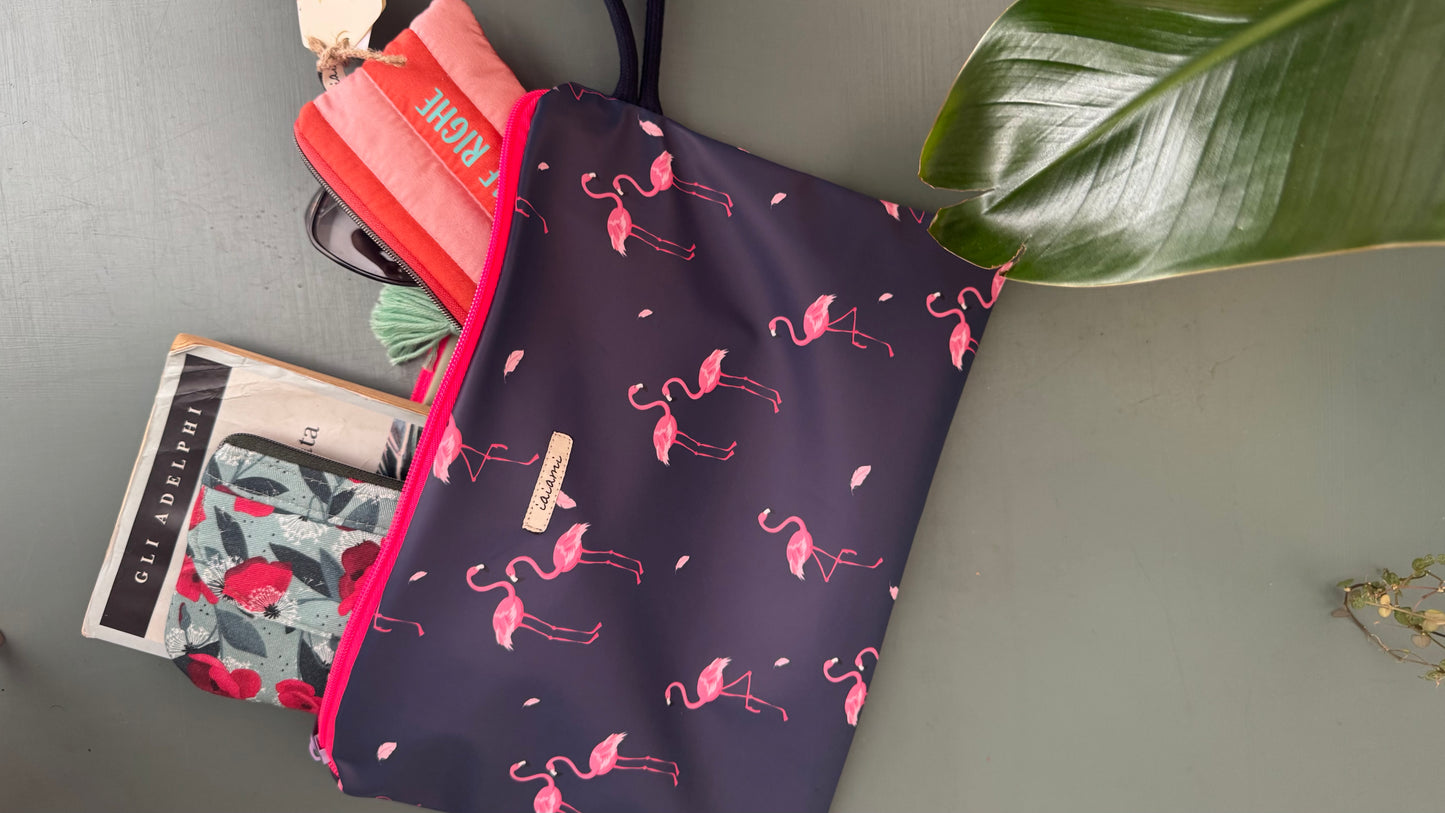Gocce pochette Media (idrorepellente) - Fenicotteri