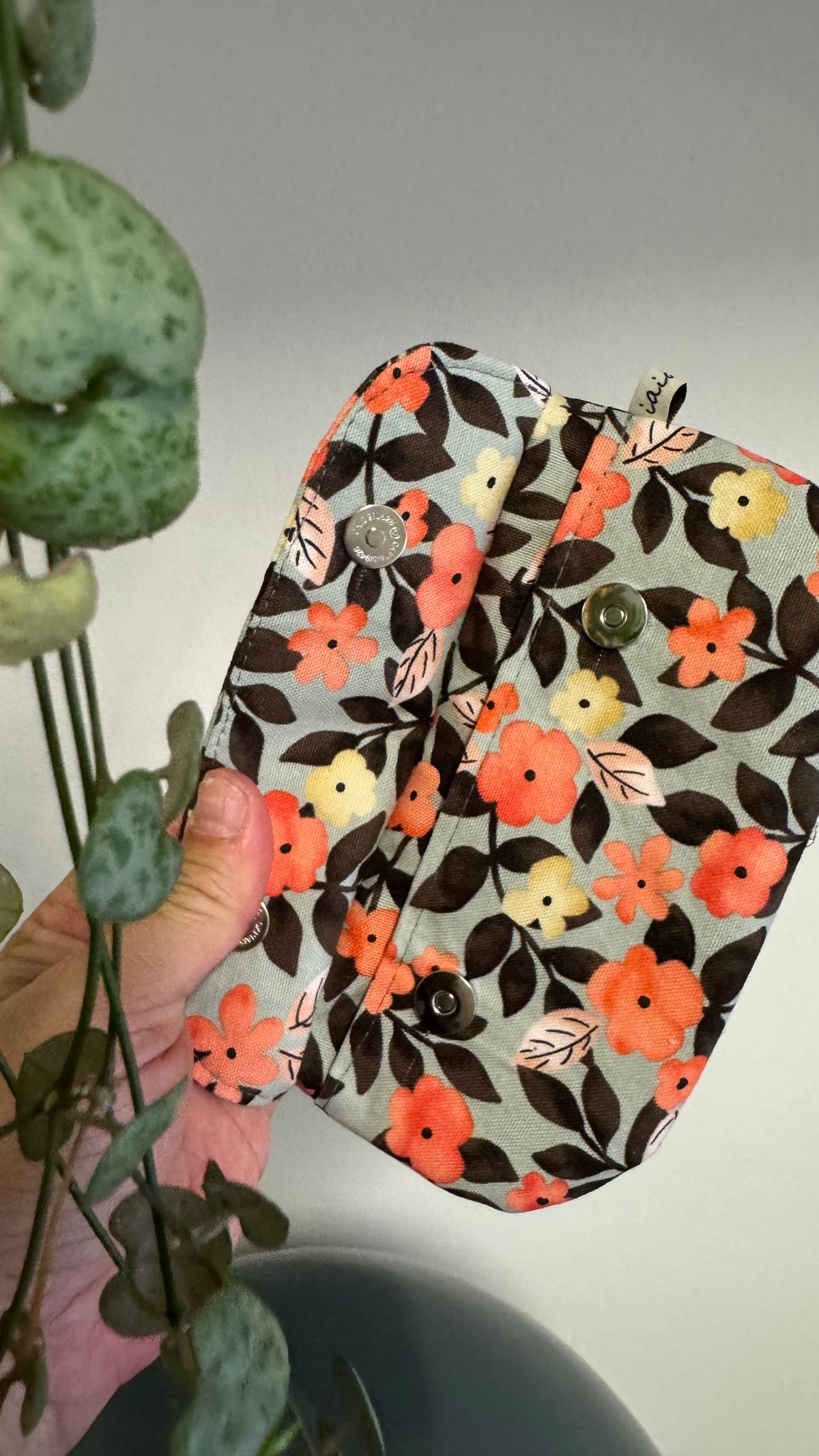 Pocket Pochette (Maxi) - Fiori Arancioni Grey (Hanbok)