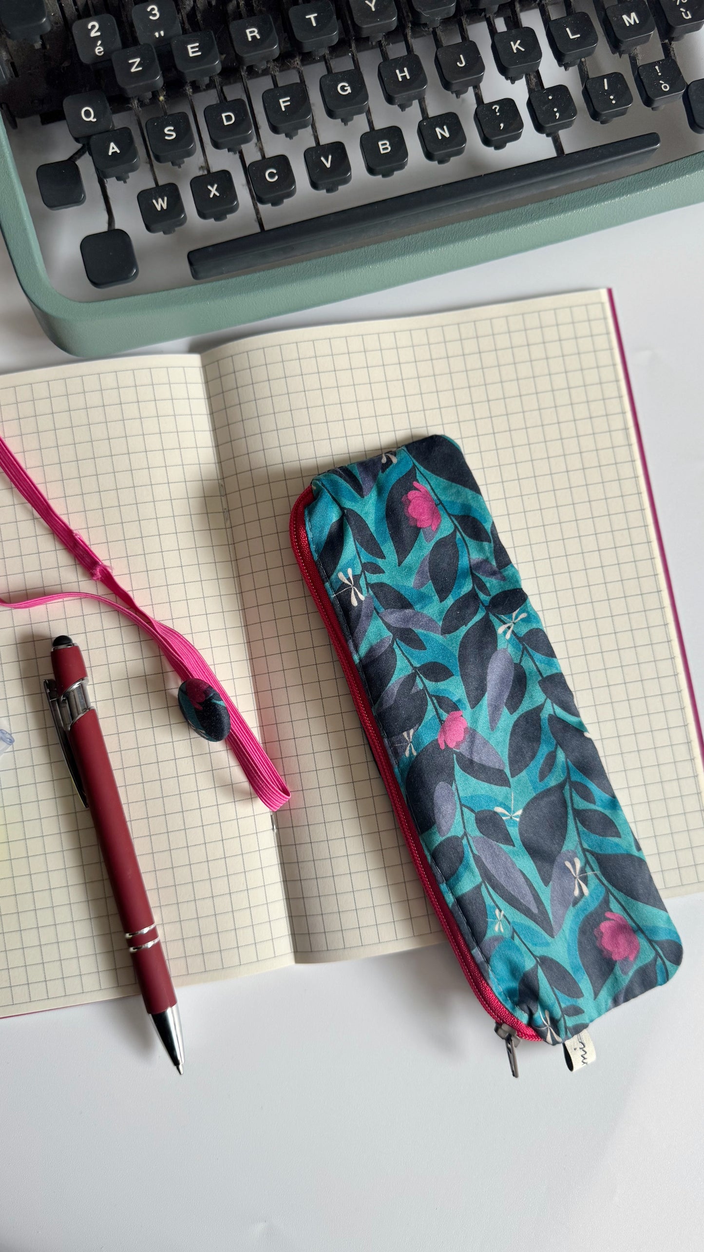 Astuccio mini- Magnolie e Libellule Turchese