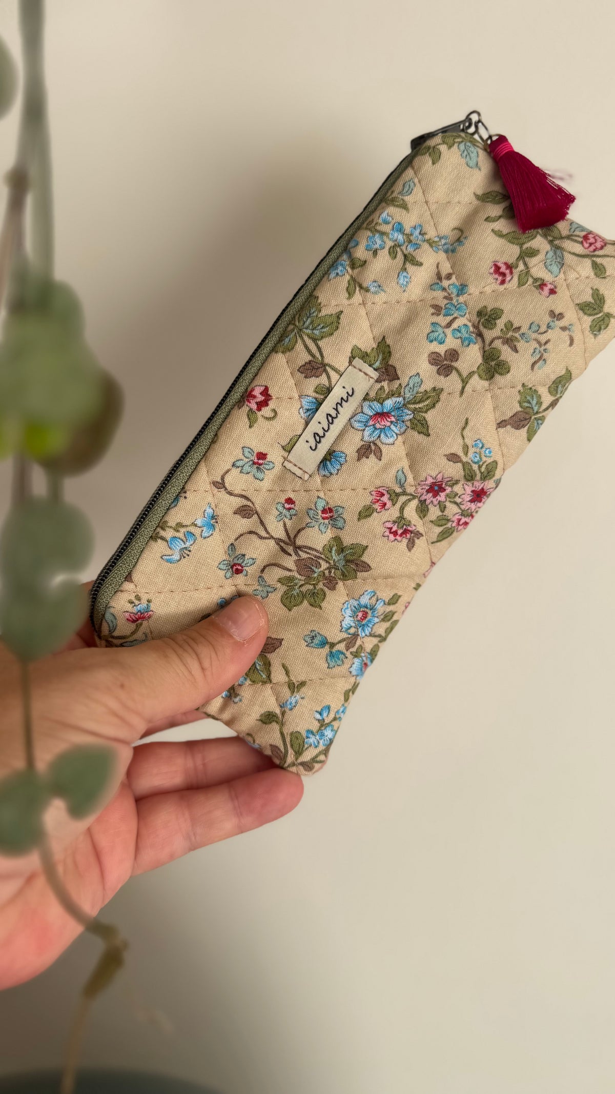 Astuccio trapuntato (Porta occhiali) - fiori Avana  (Hanbok)