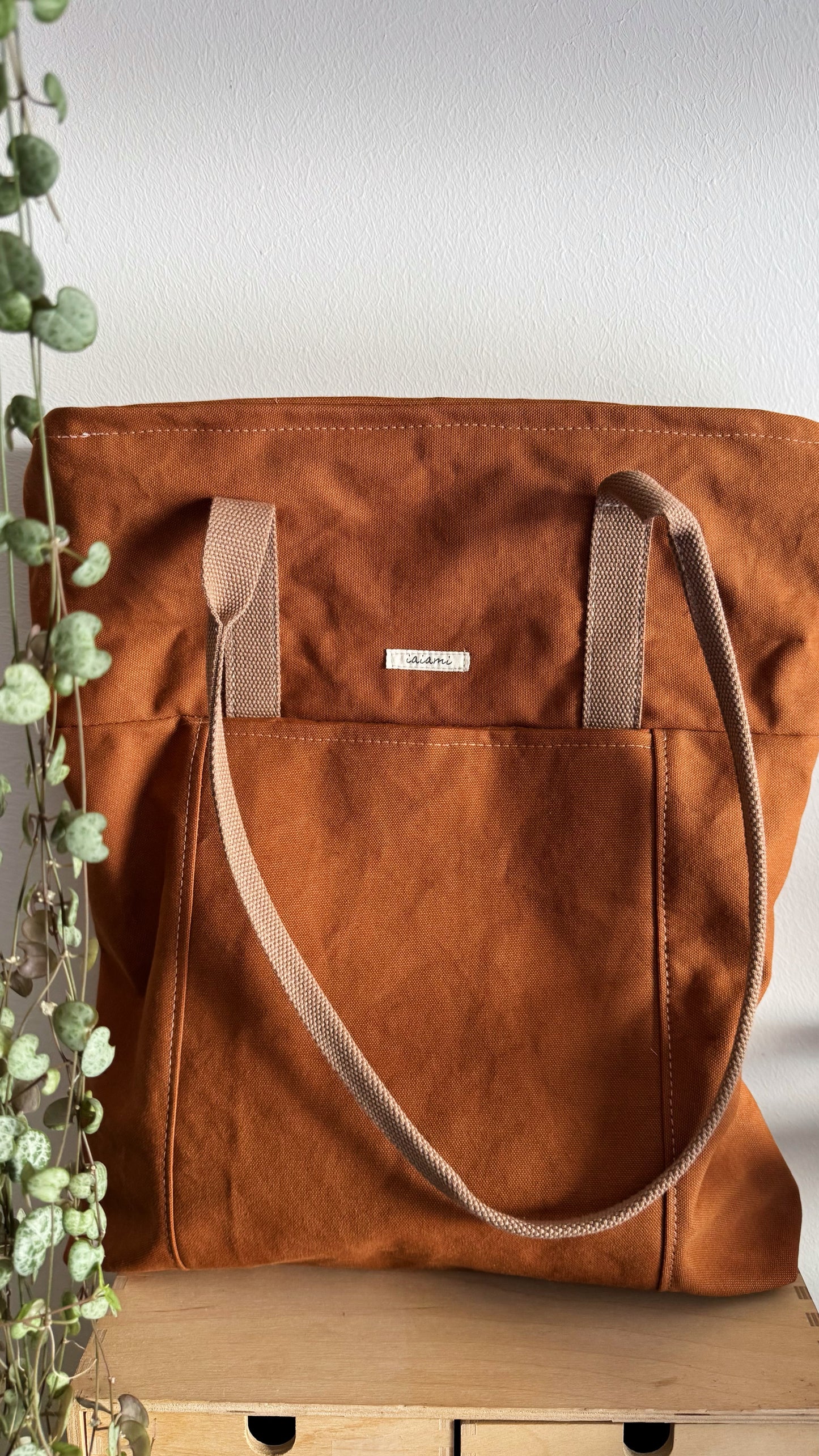 Tote Bag Tamalito - Terracotta /Cammello & rosa (Stripes)