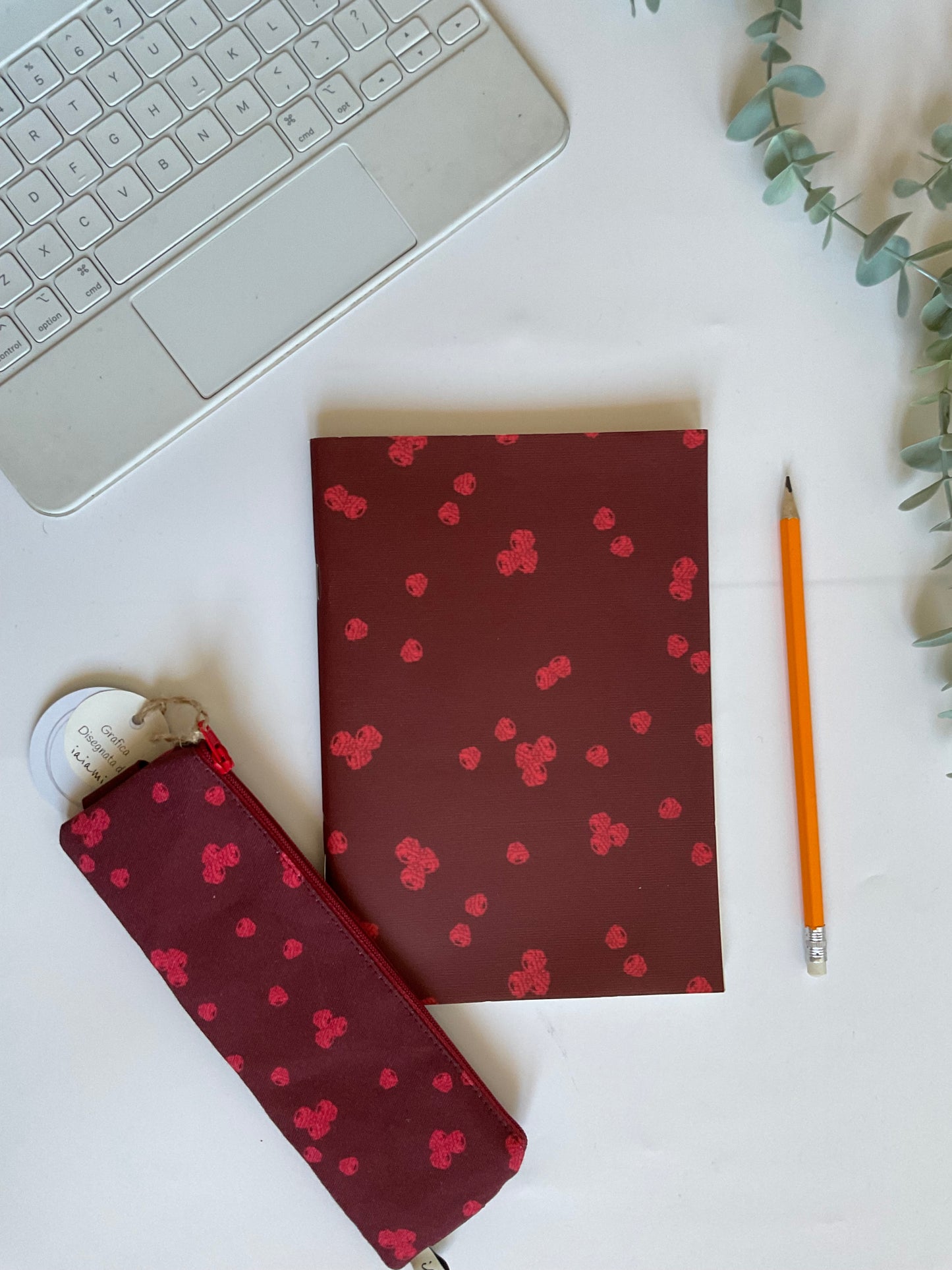 Quaderno A5 + Astuccio Mini con elastico (Lamponi)