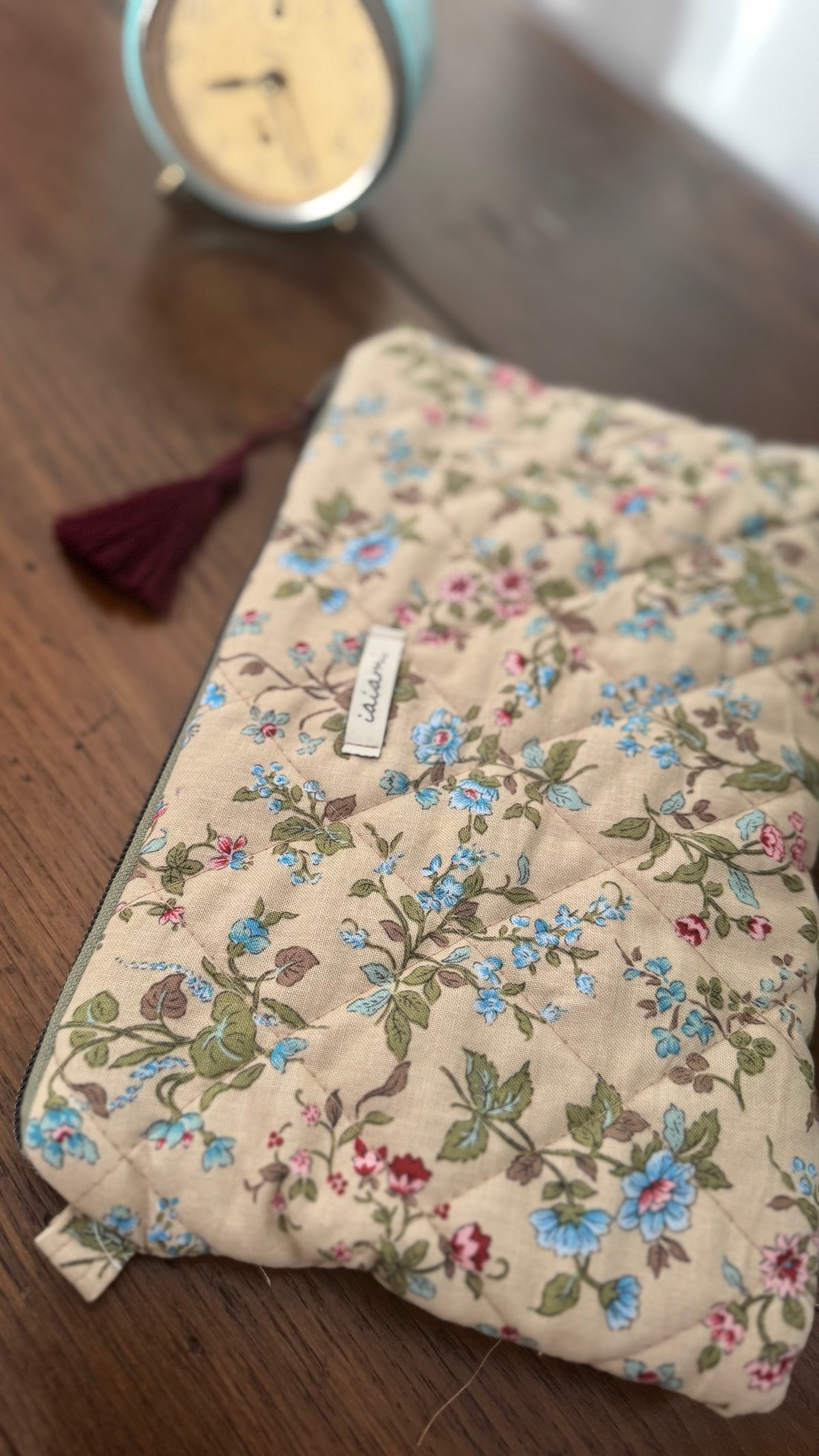 Pochette trapuntata Maxi - Fiori Avana (Hanbok)