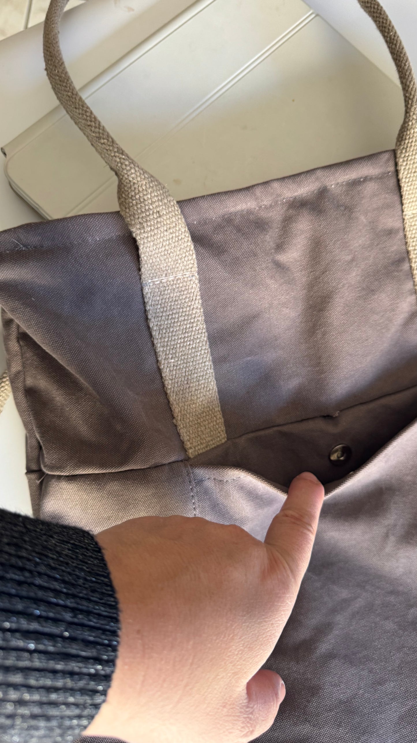 Tote Bag Tamalito - Grigio /Verde & rosa (Stripes)