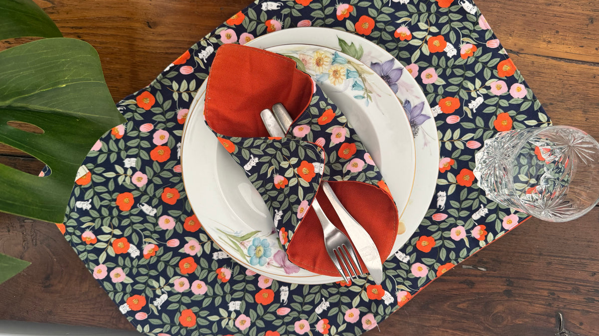 Tovaglietta americana - Fiori Arancio Gattini (Hanbok)