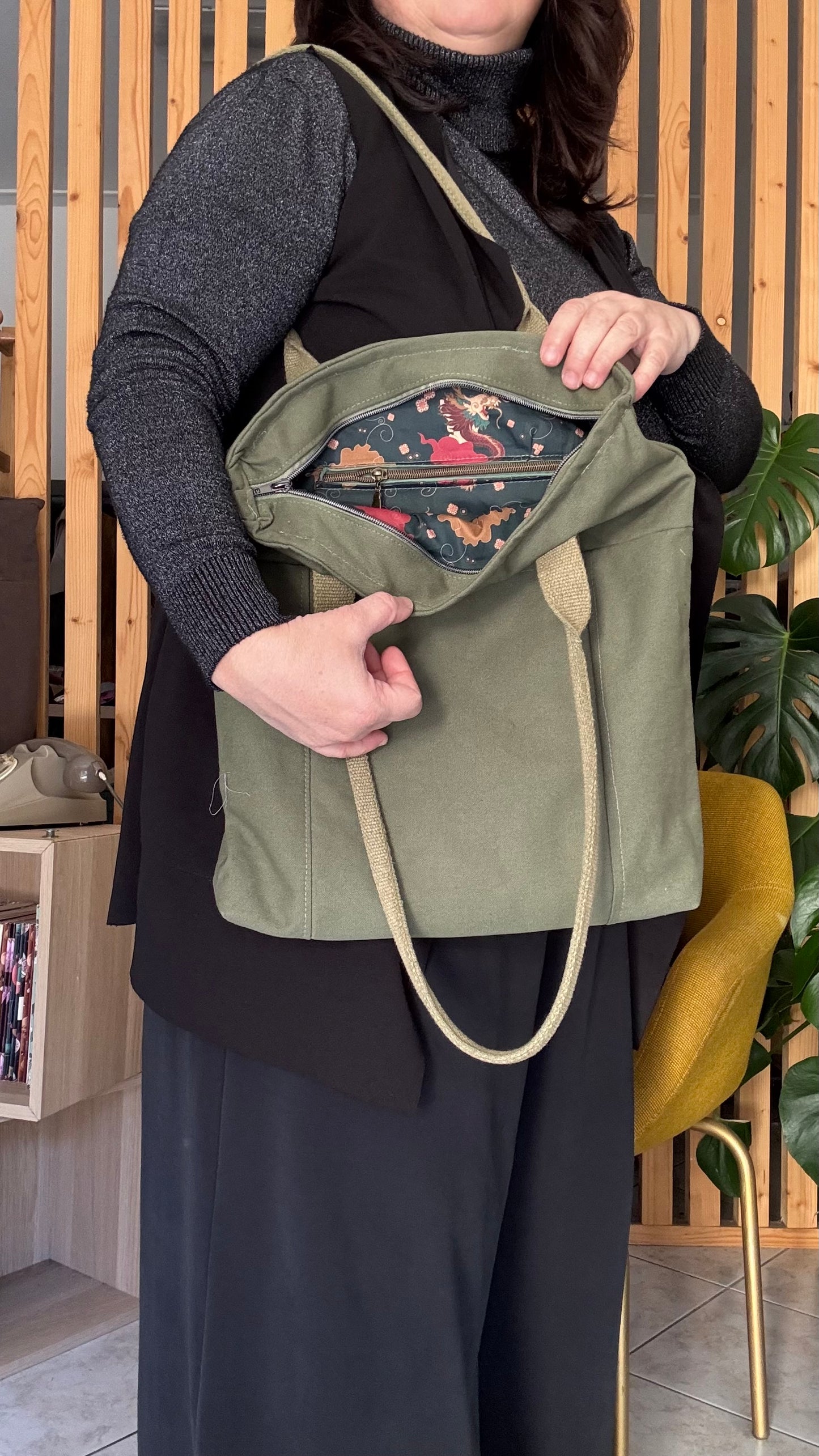 Tote Bag Tamalito - Verde militare /  Dragon