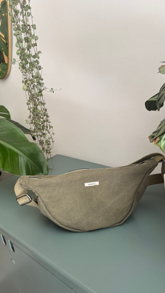 Moon Bag - verde militare/righe rosa e verdi (Stripes)