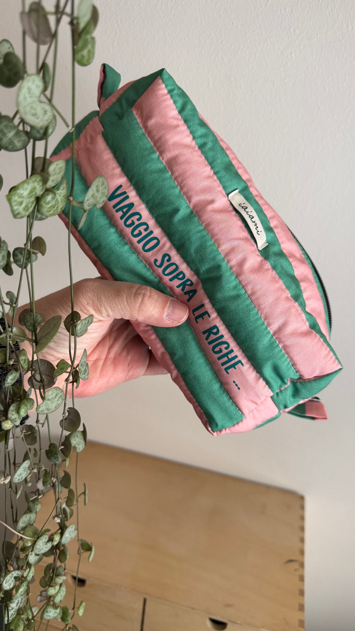Cubotto trapuntato - Rosa & Verde (Stripes)