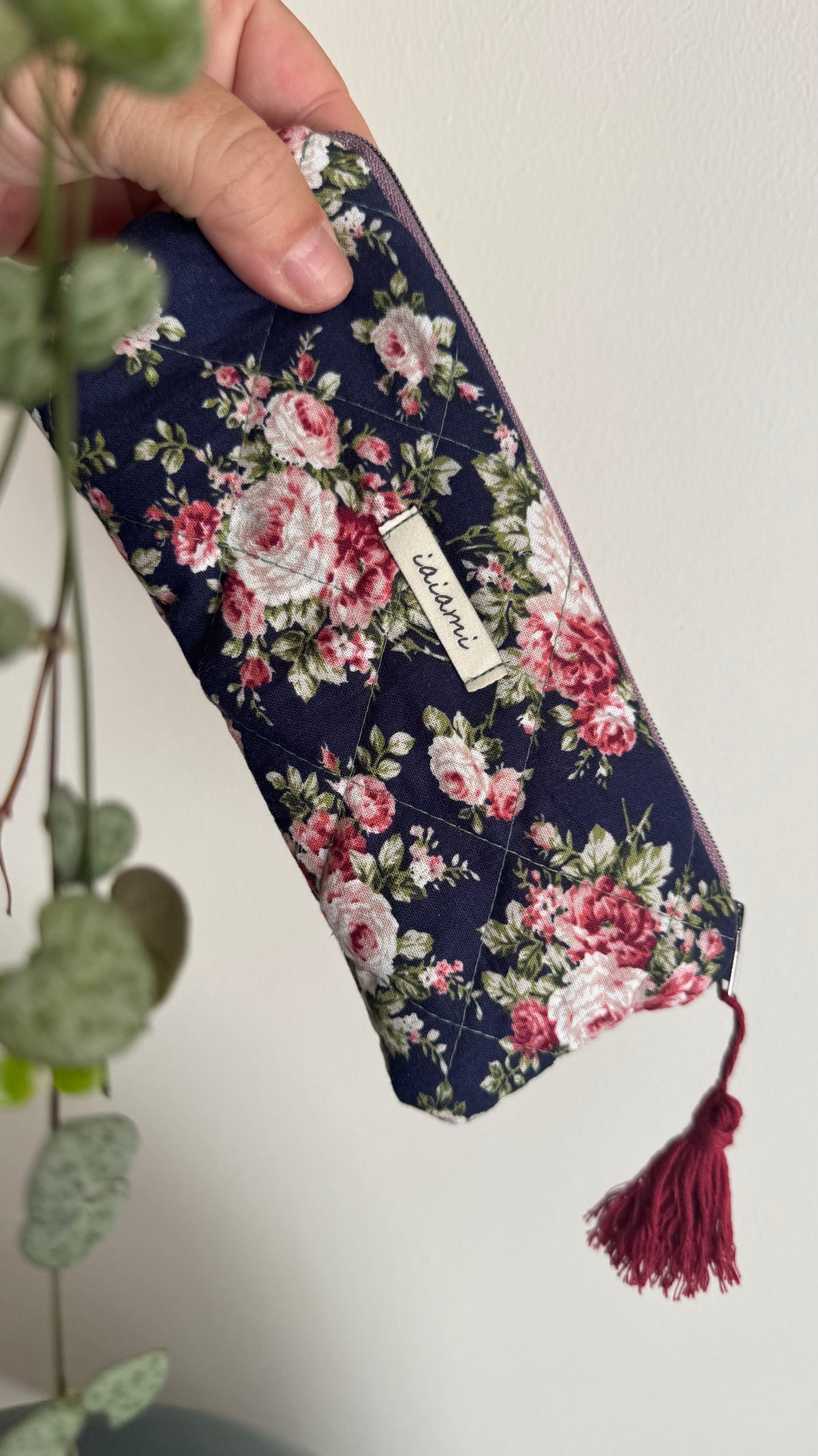 Astuccio trapuntato (Porta occhiali) - Rose Blue (Hanbok)
