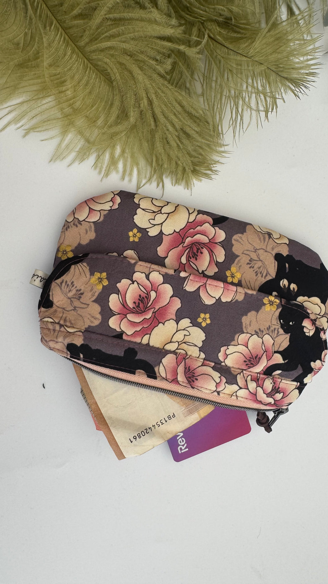 Pocket Pochette (Maxi)  con tasca - gatto nero (Nippori)