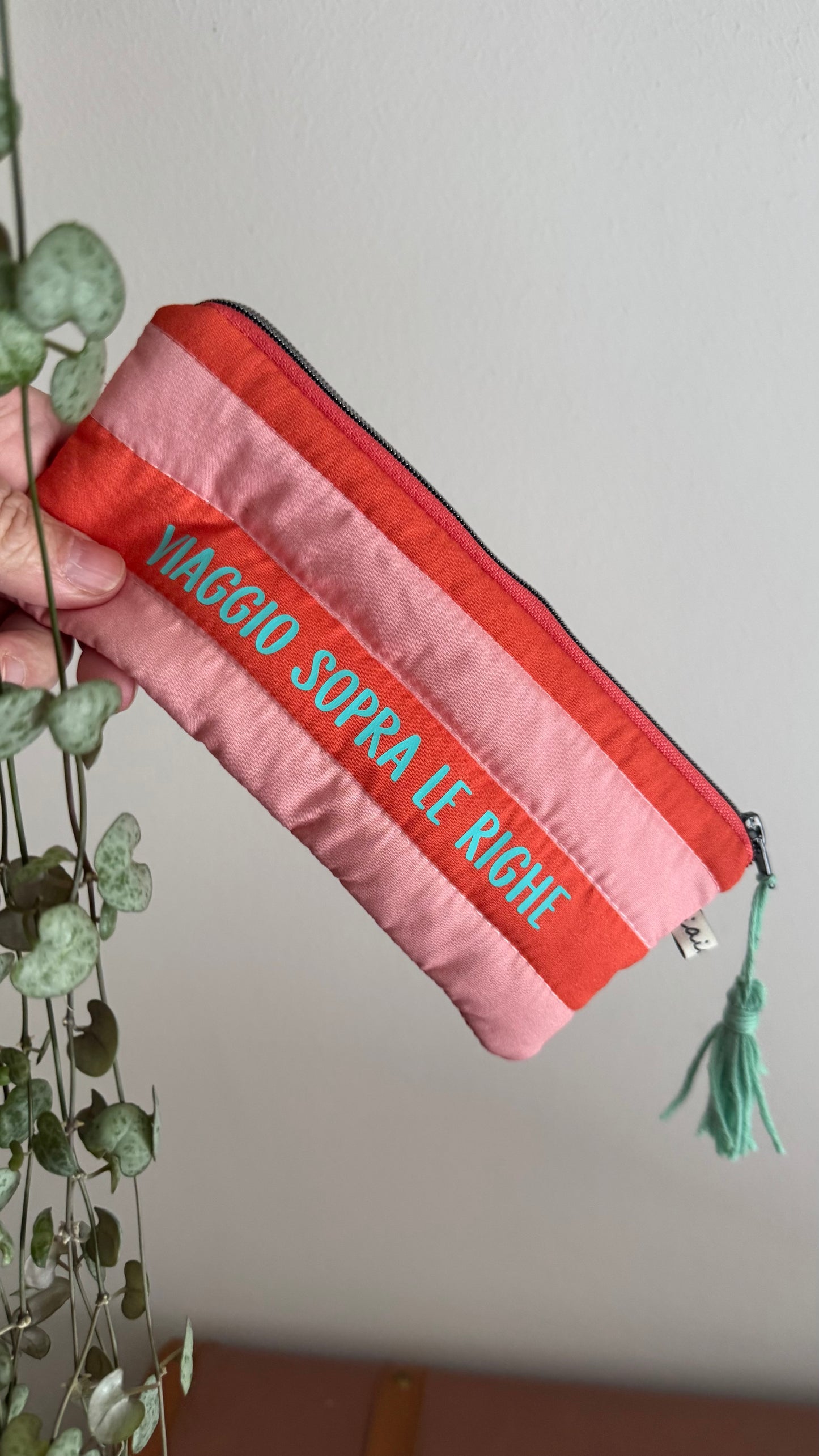 Astuccio trapuntato (Porta occhiali) - Rosa & Arancione (Stripes)