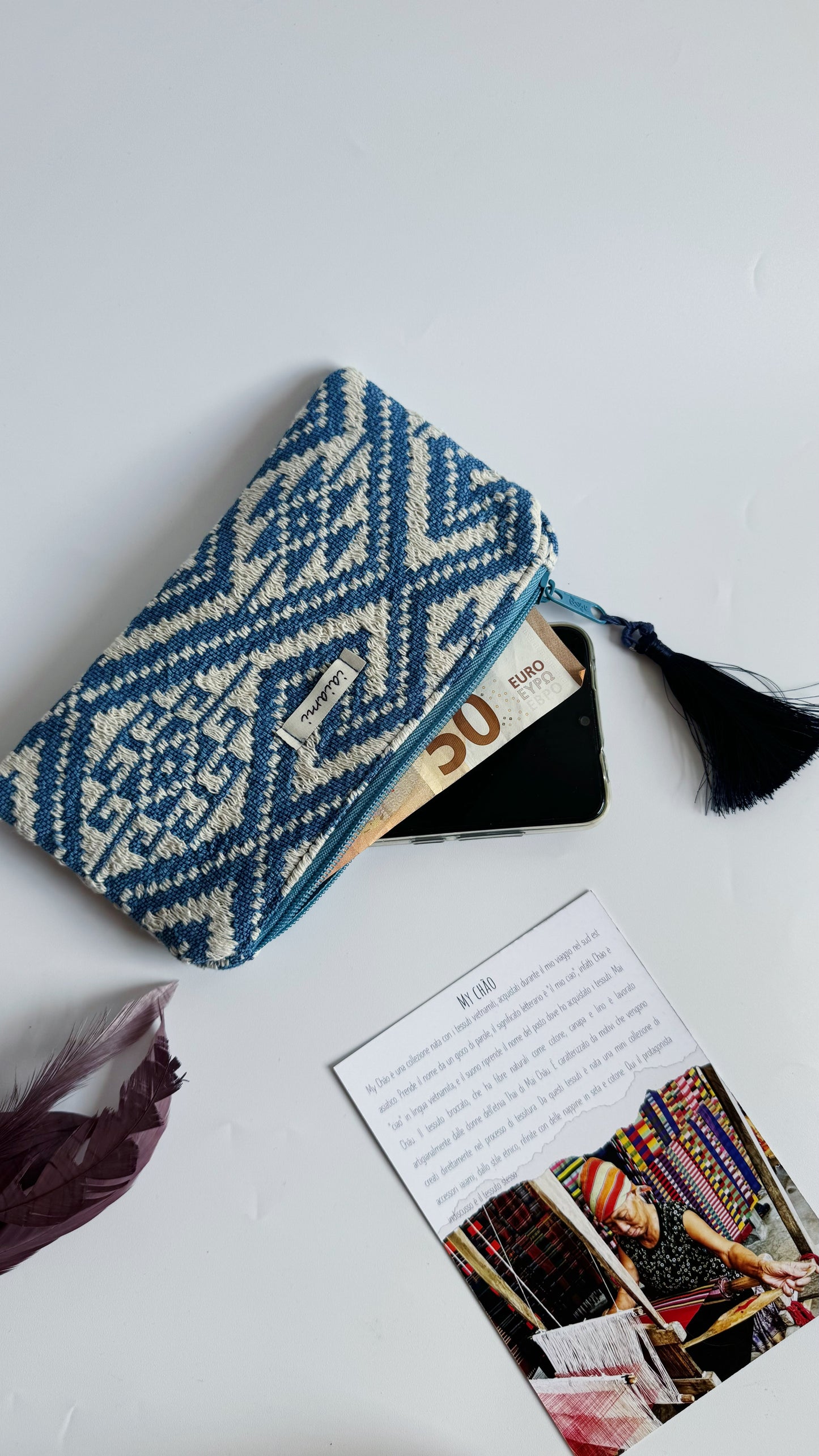 Pochette Mini - Geometrica blue nappina in seta