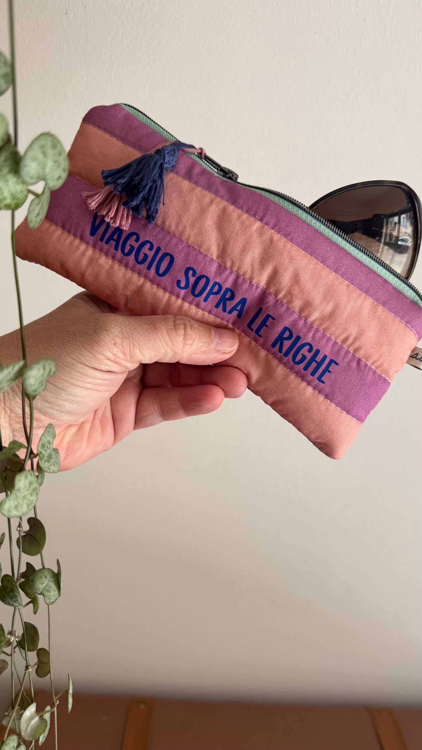 Astuccio trapuntato (Porta occhiali) - Rosa & Violetto (Stripes)